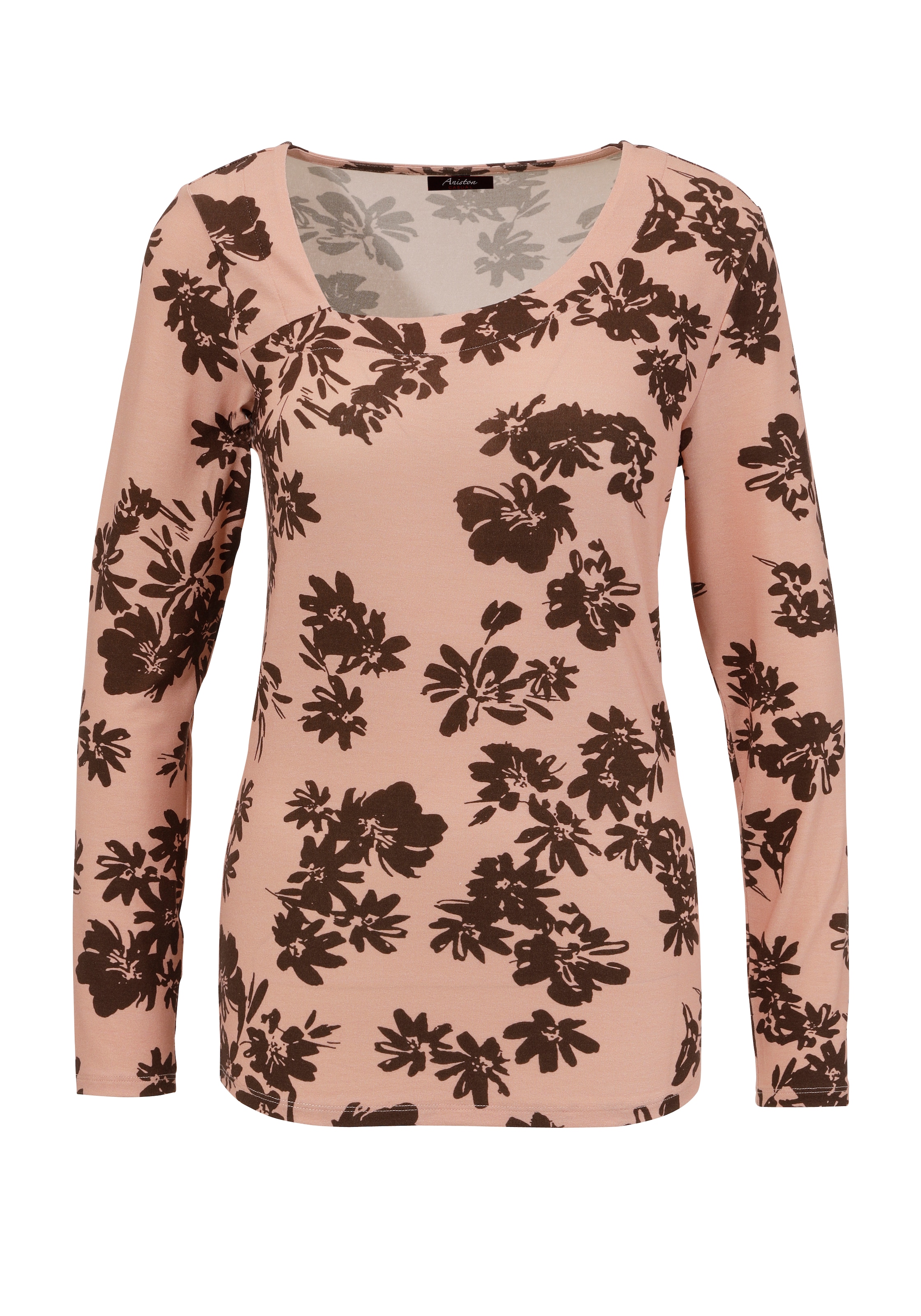 Aniston CASUAL Langarmshirt, mit asymmetrischem Rundhals-Ausschnitt