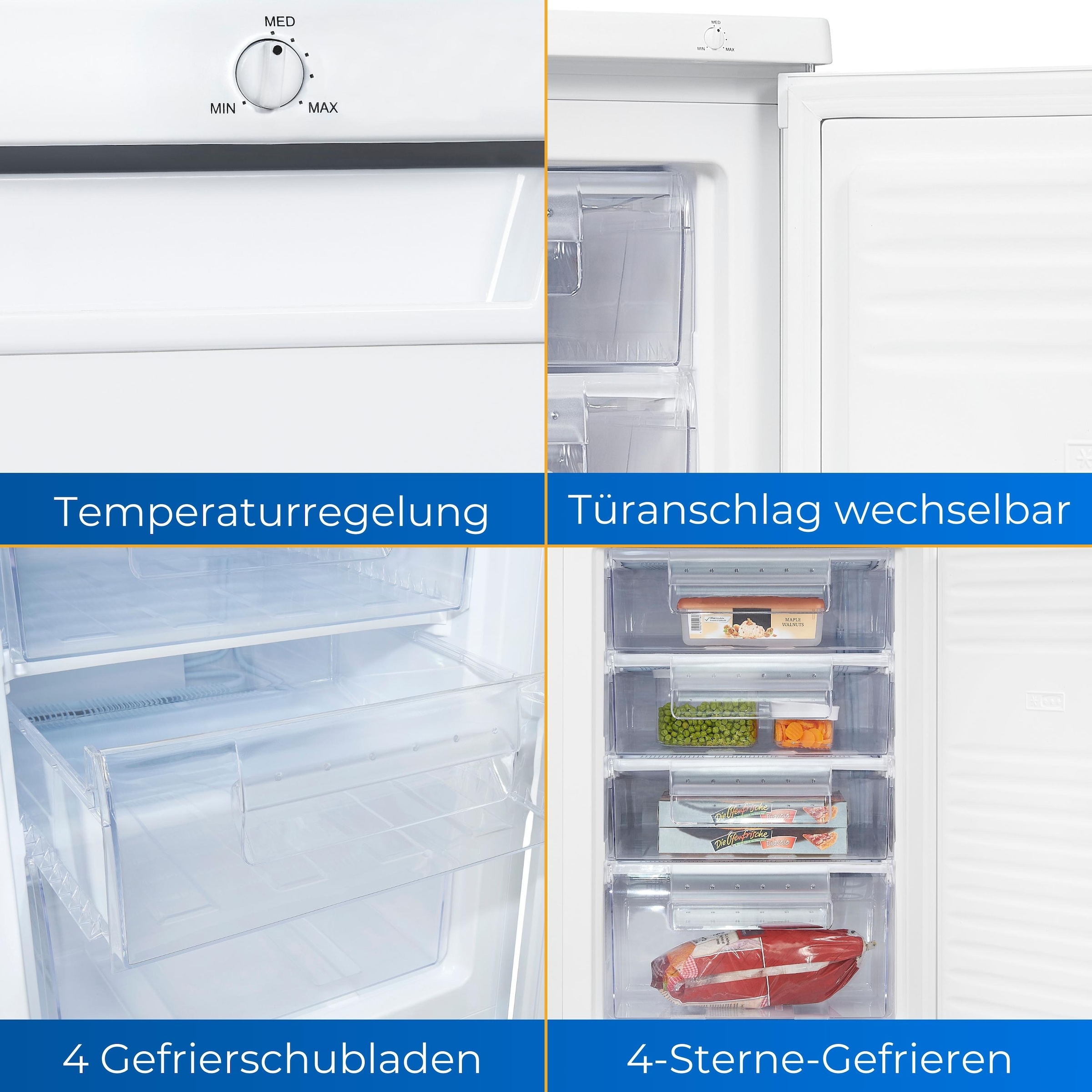 exquisit Gefrierschrank »GS80-040E weiss«, 85,5 cm hoch, 55 cm breit, Türanschlag wechselbar