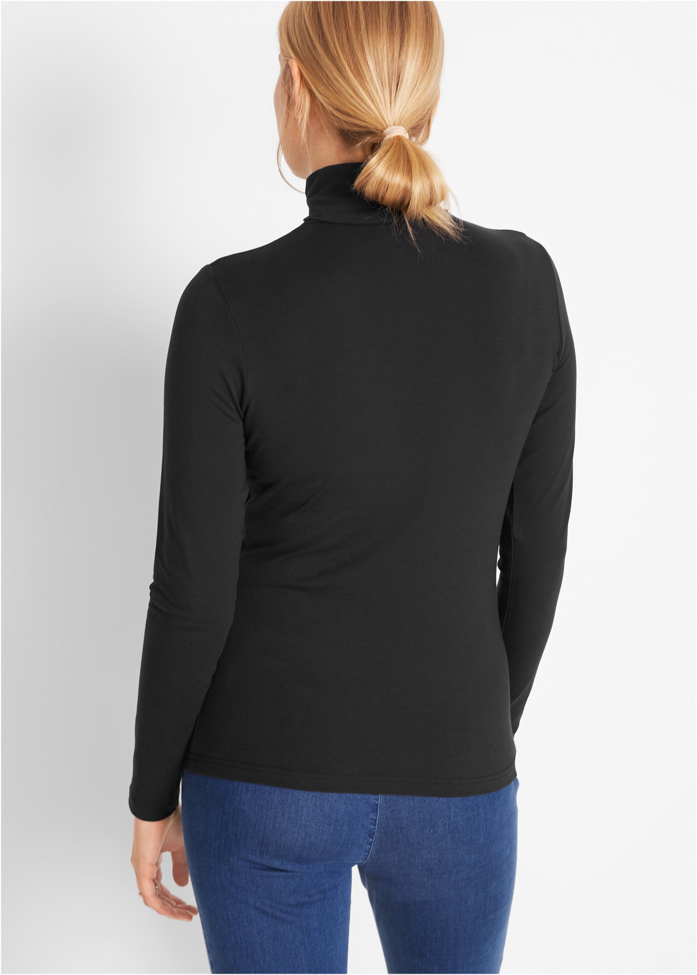 bonprix Langarmshirt »Langarmshirt mit reiner Baumwolle« schmale Passform, mit Rollkragen, ohne Verschluss