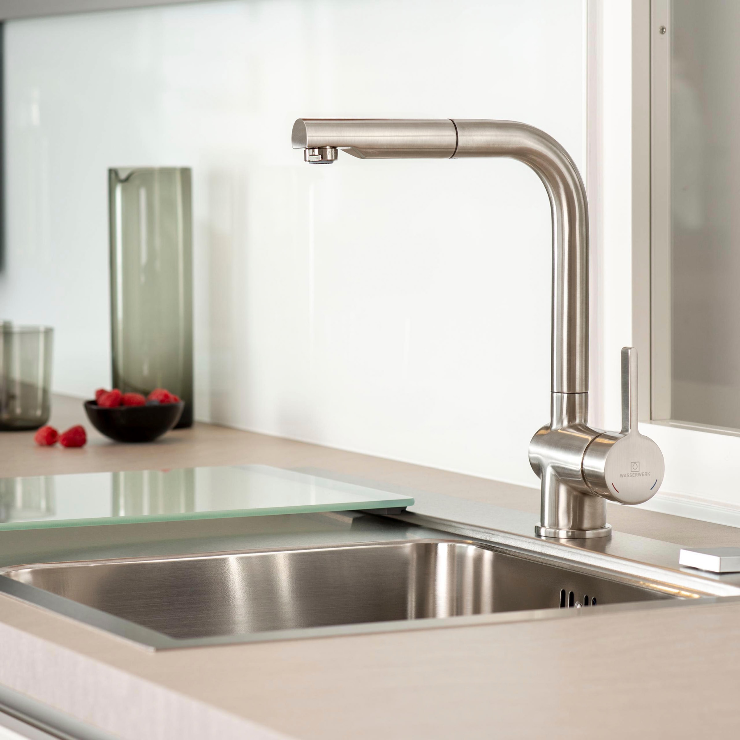 WASSERWERK Spültischarmatur »WK 4, Wasserhahn, Küche, Einhebelmischer«, 360° schwenkbar, Cold-Start-Funkt., herausziehbar