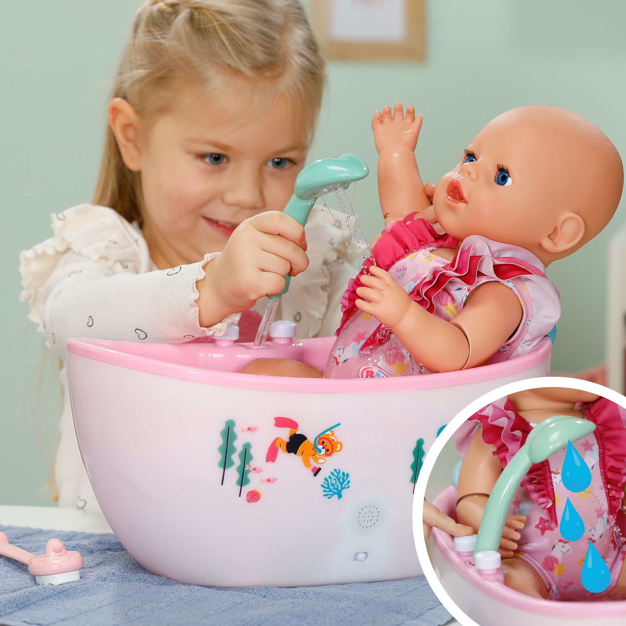 Baby Born Puppen Badewanne mit Licht- u. Soundeffekten; passend für Click & Play BABY born Puppen