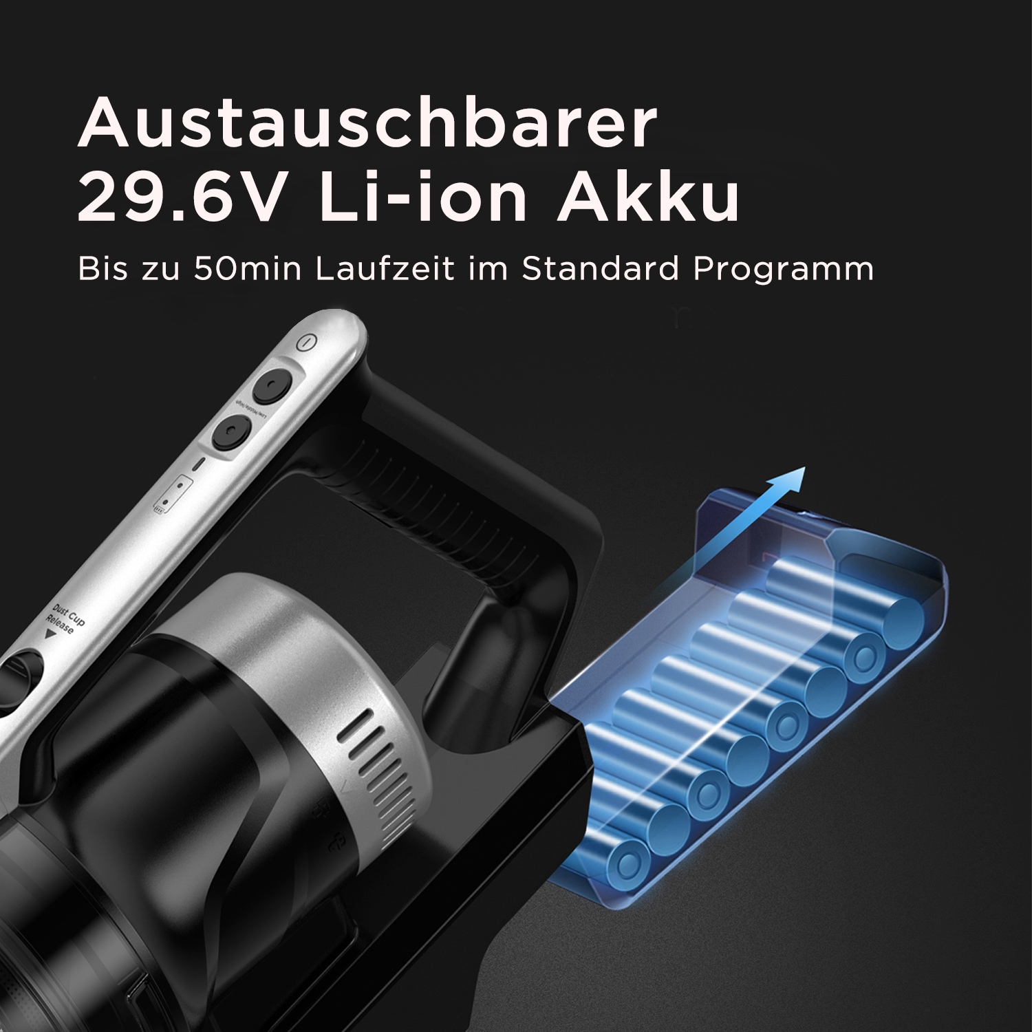 Hanseatic Akku-Hand-und Stielstaubsauger »HVS450BMC Akku Staubsauger, LED Beleuchtung, HEPA H12 Filter«, inkl. Wandhalterung, großes Zubehör, einfache Entleerung