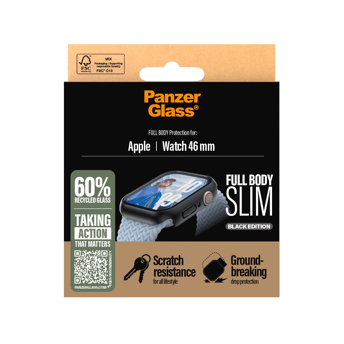 CARE by PanzerGlass Displayschutzglas »Slim Full Body Protection«, für Apple Watch 10 46mm, Schutzhülle, Schutzfolie, Bildschirmschutz, kratz- & stoßfest