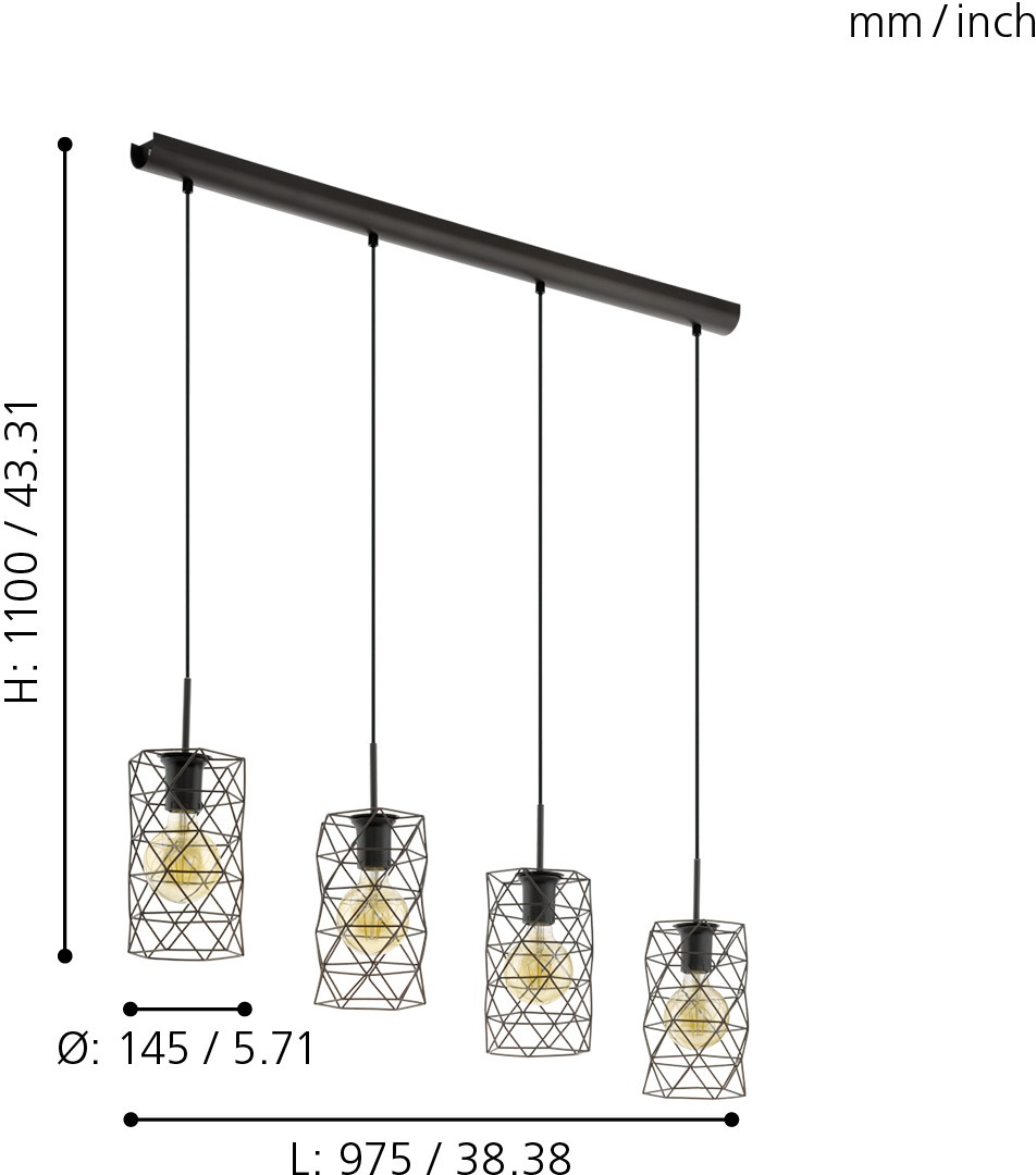 EGLO Pendelleuchte »ESTEVAU« E27 1 Stk. Hängeleuchte, Hängelampe, dimmbar