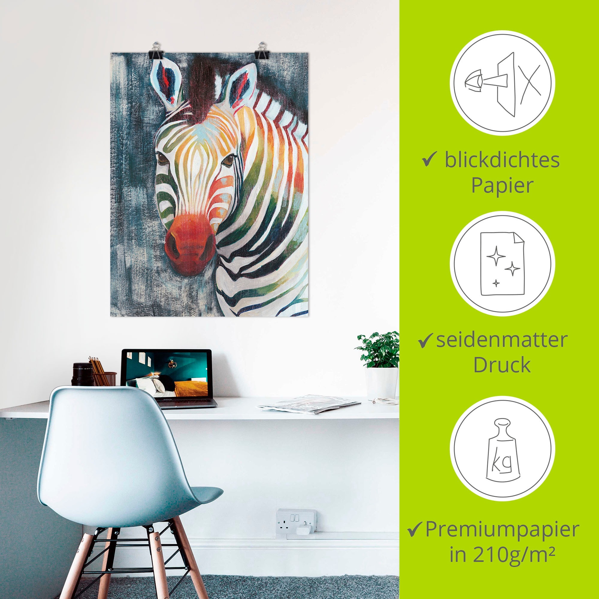 Artland Wandbild »Prisma Zebra II«, Wildtiere, (1 St.), als Leinwandbild, Poster in verschied. Größen