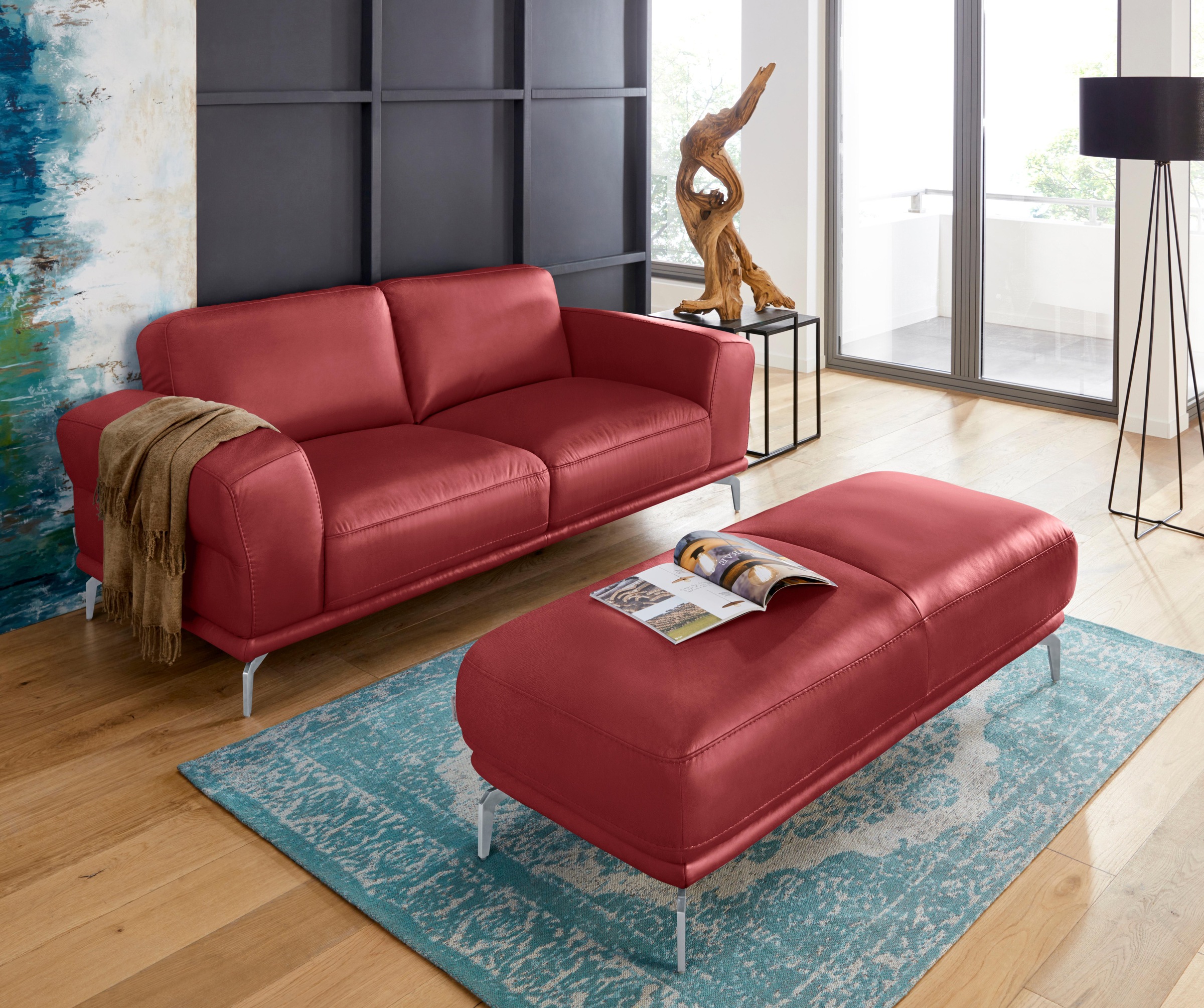 W.SCHILLIG Hocker »montanaa« mit Metallfüßen in Silber matt, Breite 141 cm