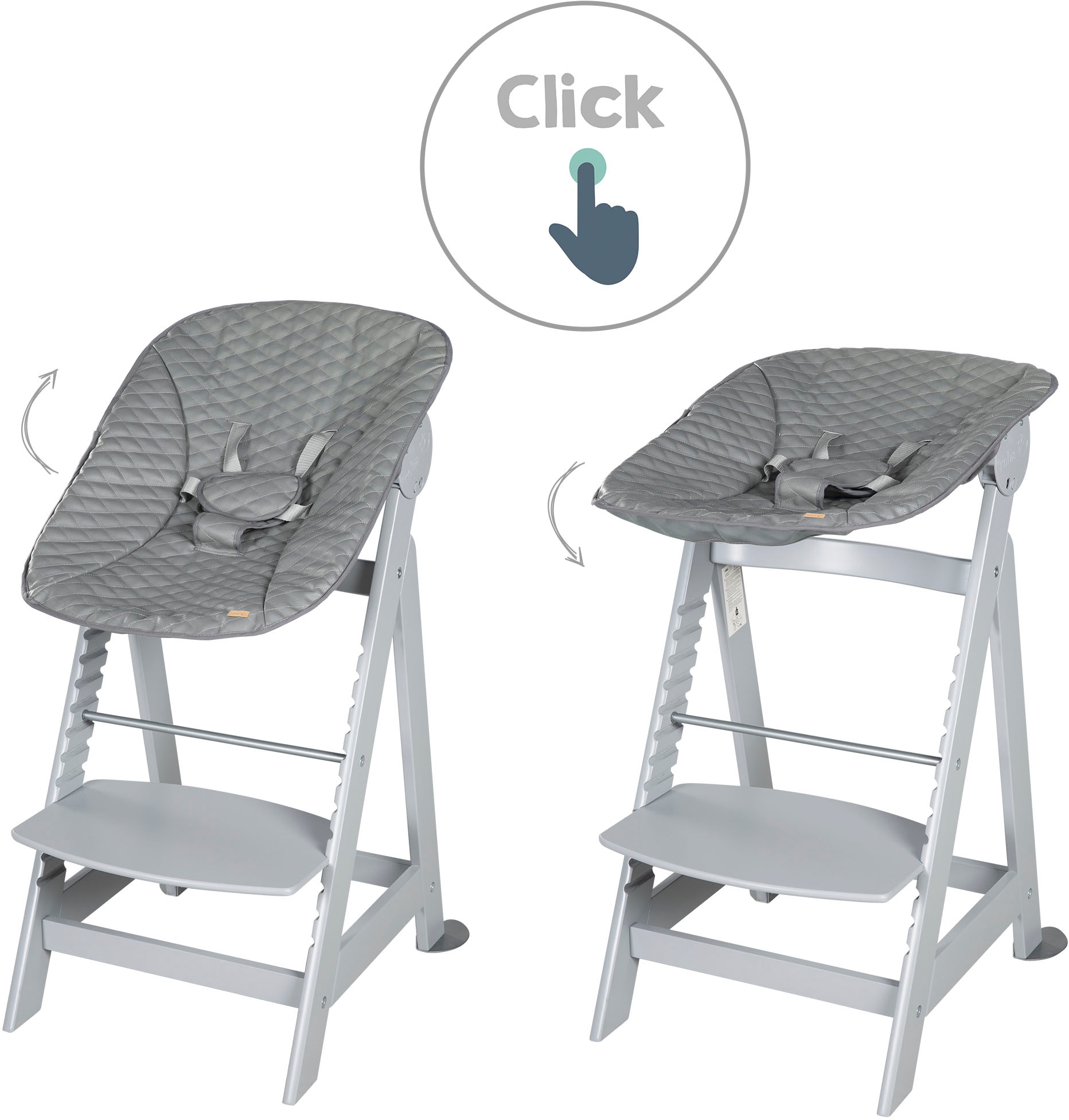 roba® Hochstuhl »Treppenhochstuhl 2-in-1 Set Born Up taupe«, mit Neugeborenen-Aufsatz, Stone gesteppt