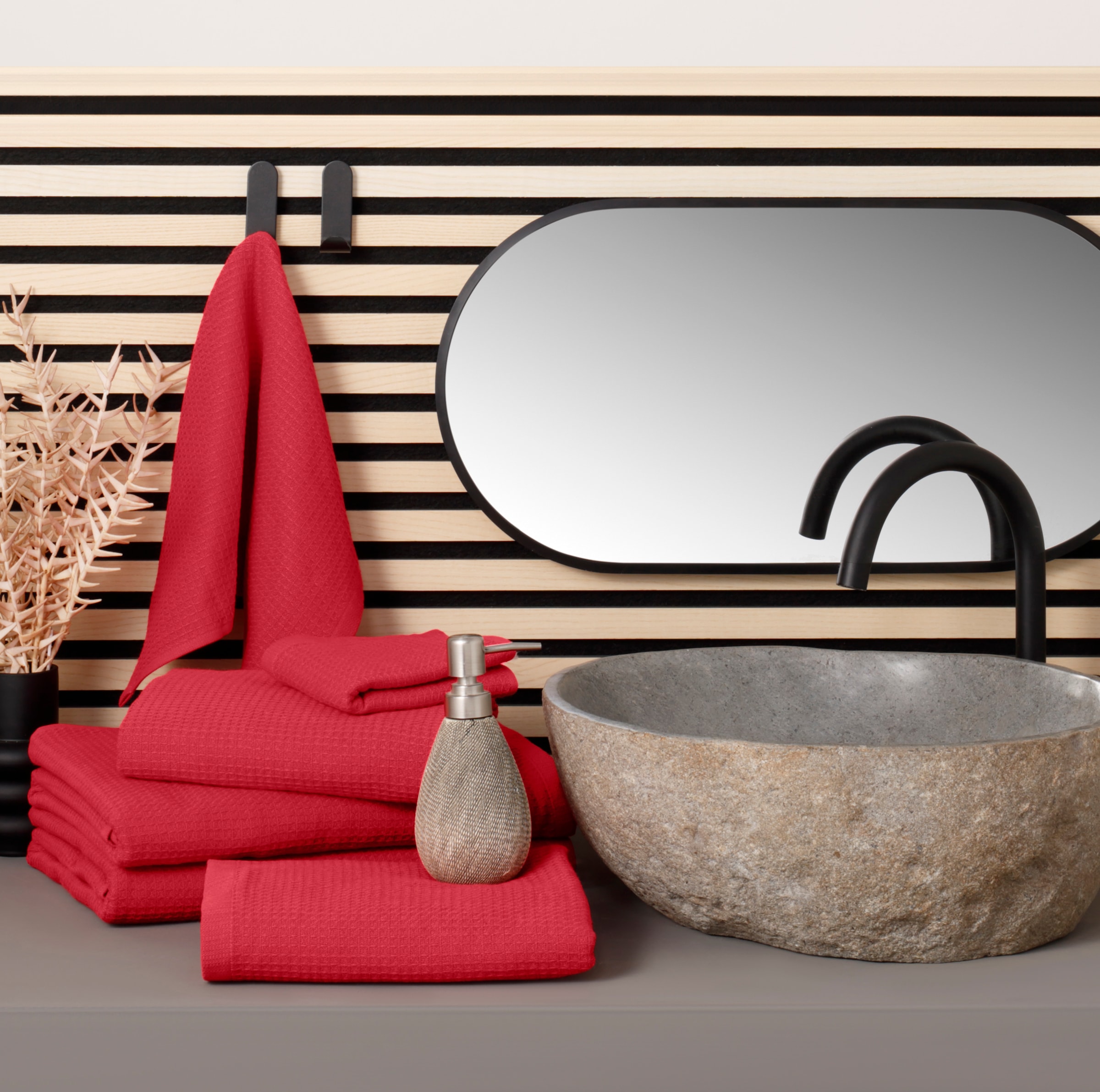 KangaROOS Handtuch Set »Cassidy, Handtuch in Premium Qualität, 500 gr/m², Waffeloptik«, (Set, 6 St., 6er Set Handtücher 50 x 100 cm), Duschtücher, Handtücher, Gästetücher, 100% Baumwolle