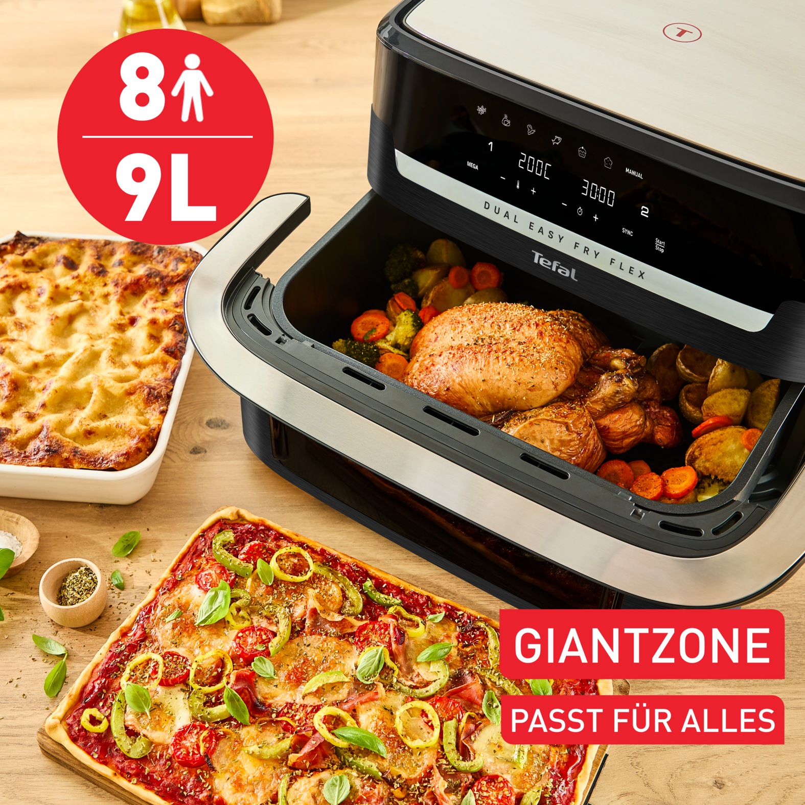 Tefal Heißluftfritteuse »EY9228 Easy Fry Flex«, 2700 W, 7 voreingestellte Programme, zeit- und energiesparend, EY9228
