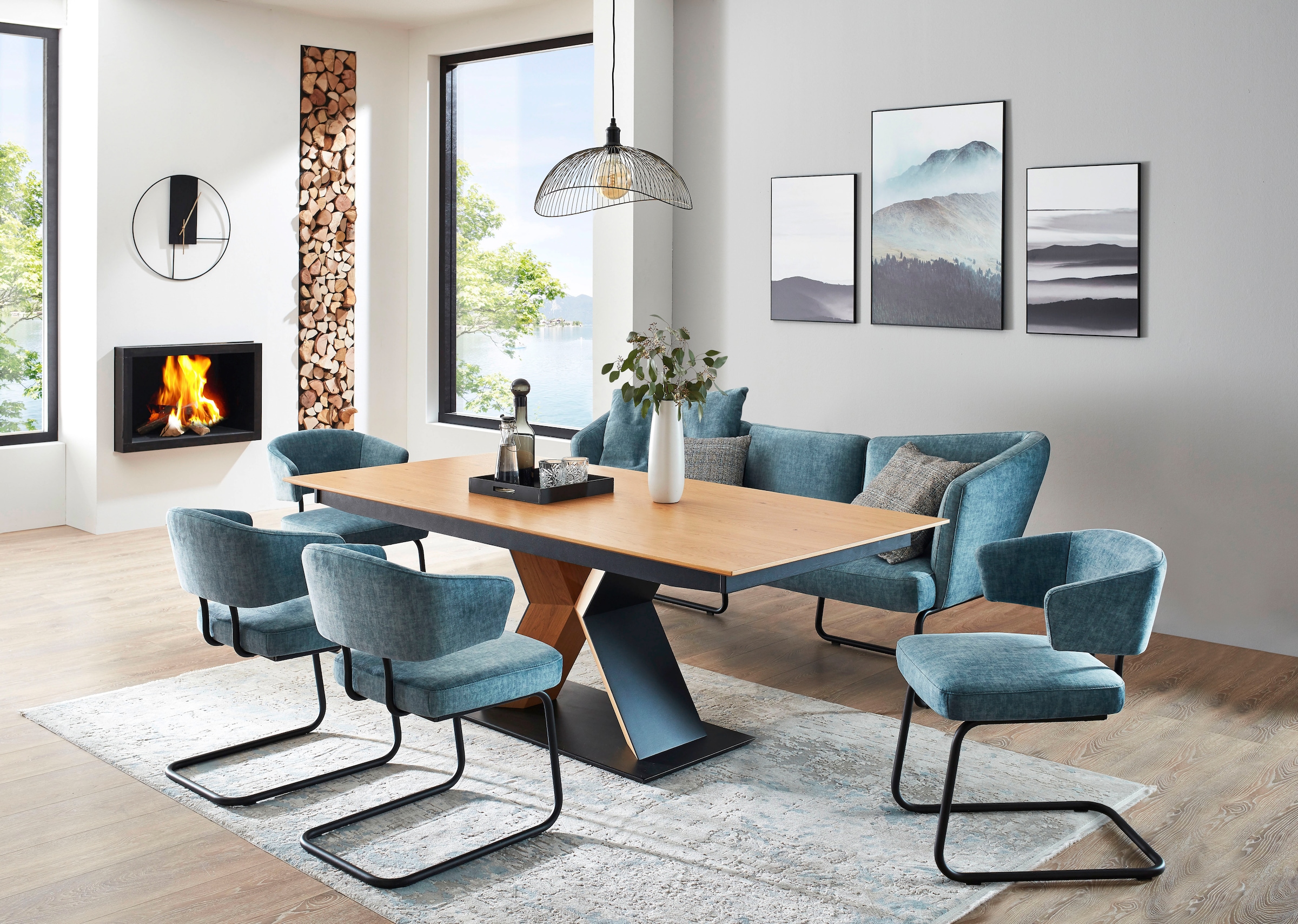 K+W Komfort & Wohnen Essgruppe »Mikkado Tube« 6 Stk. tlg. 4 Freischwinger und ein Funktionsesstisch