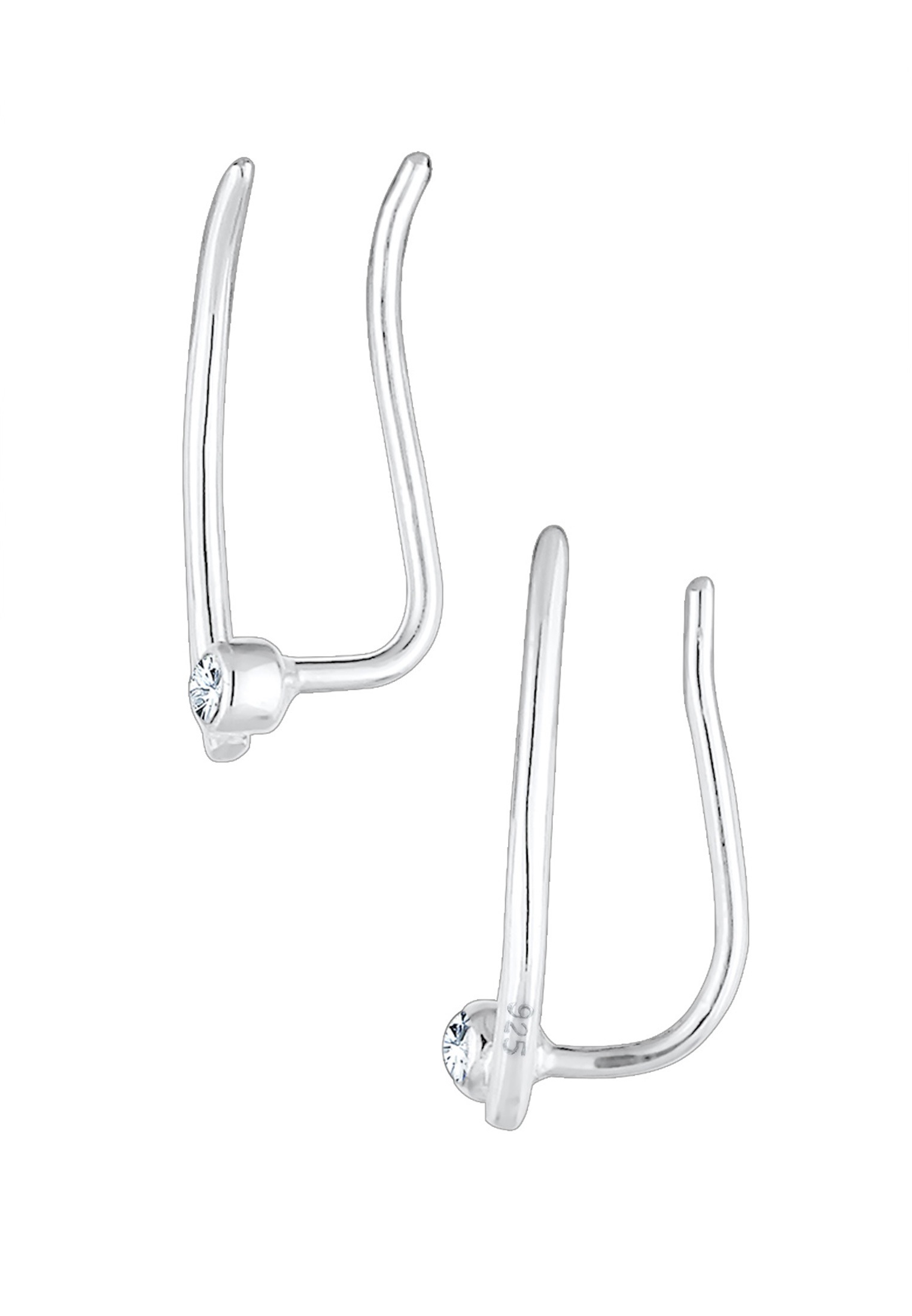 Elli Paar Ohrstecker »Ohrringe Ear Climber Glas Kristalle Weiß 925 Sterling Silber«