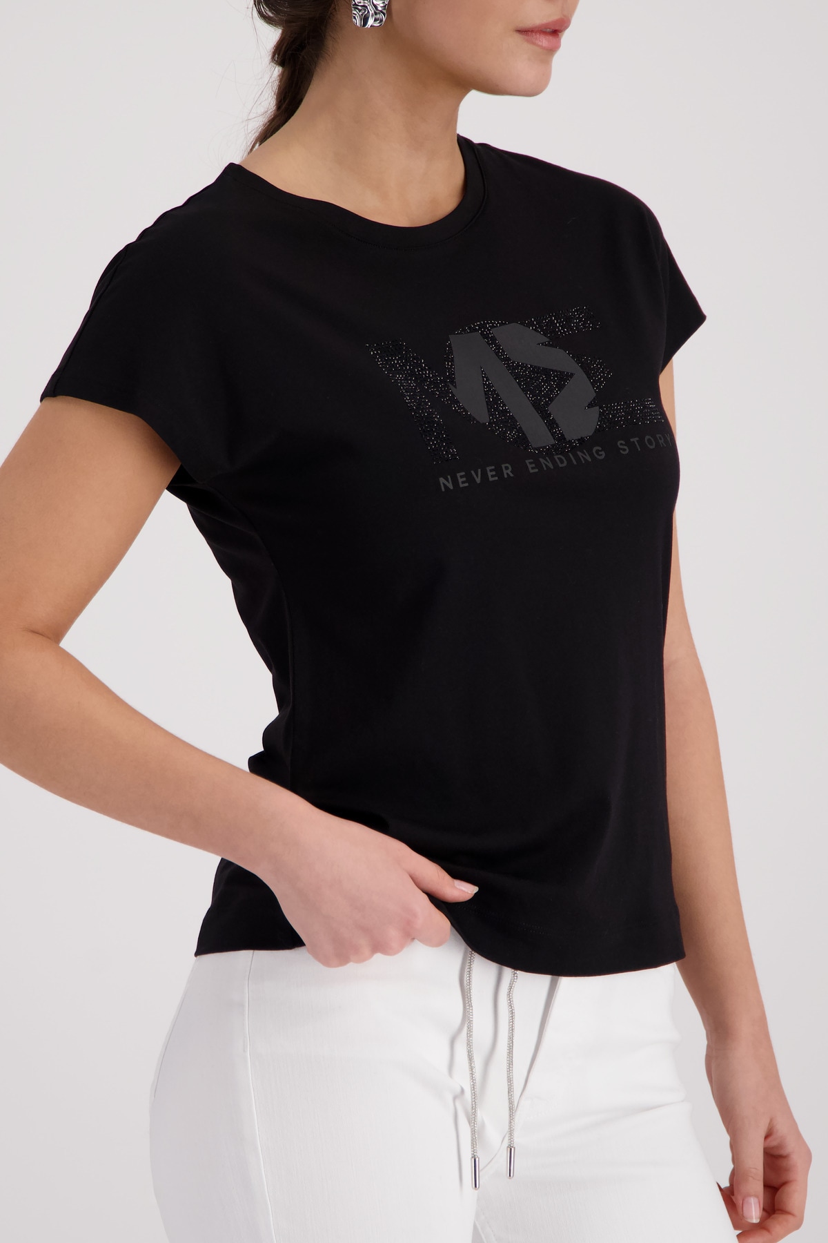 Monari T-Shirt »Shirt Basic Schmuck« Regular fit mit Strasssteinen