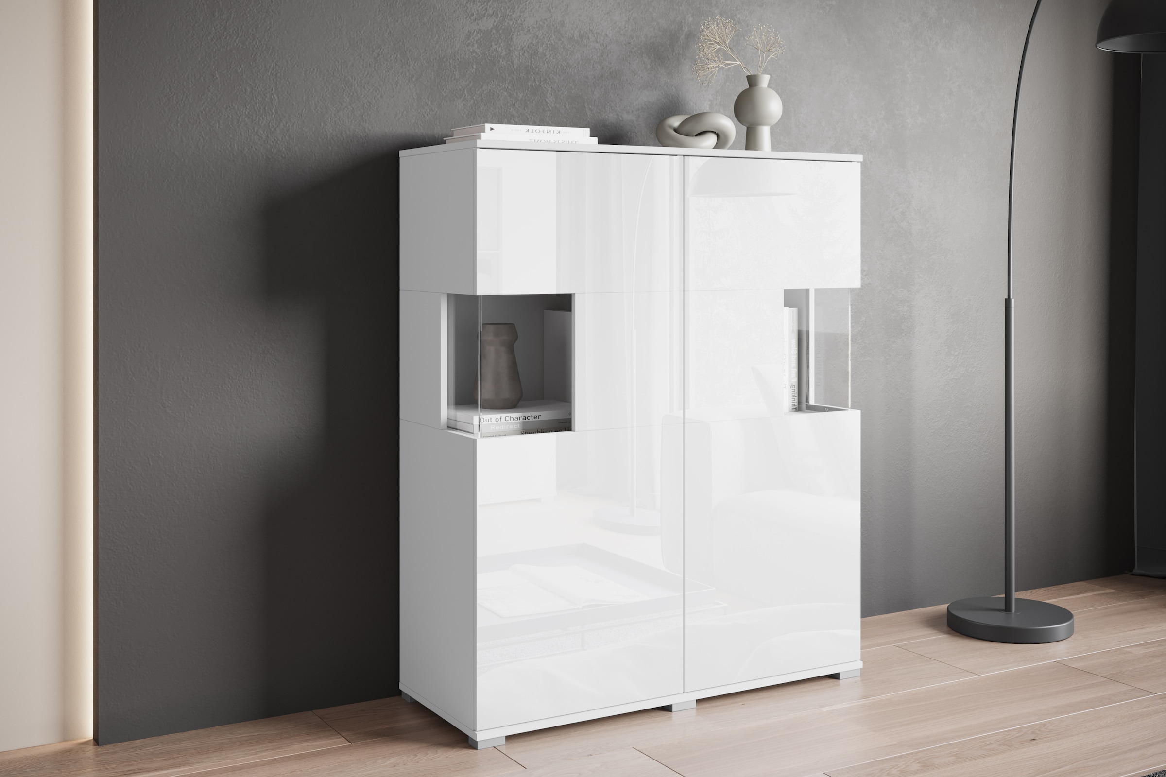 INOSIGN Highboard »Kenia«, Modernes Highboard mit Glastüren, Breite 100 cm