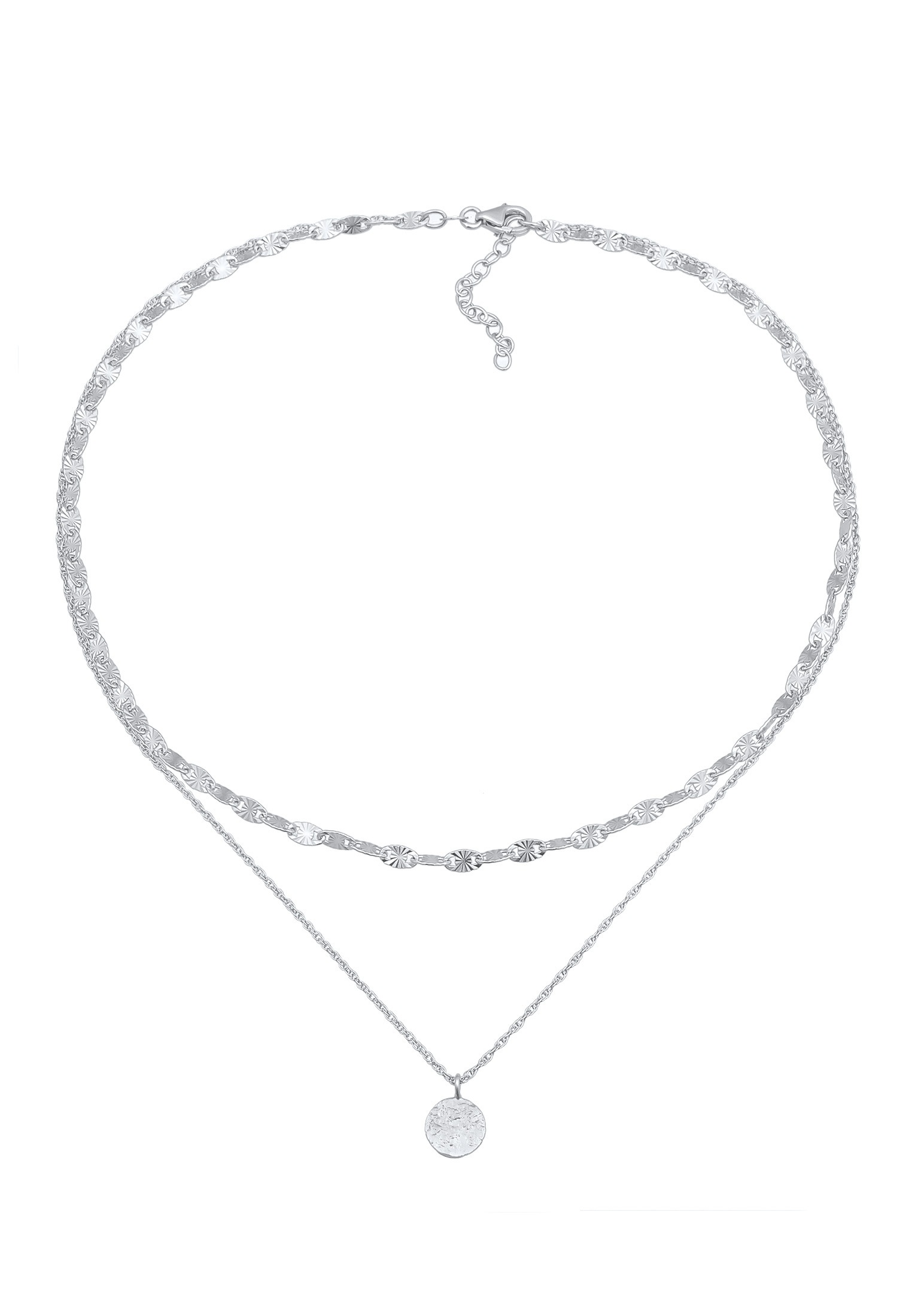 Elli Silberkette »Halskette Choker Layer Vintage Plättchen Anhänger 925 Silber«