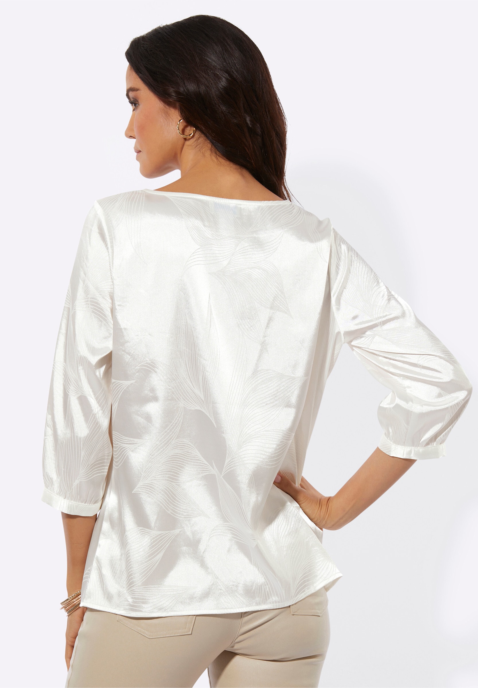 creation L Schlupfbluse »Jacquard-Bluse Schlupfbluse mit U-Boot-Ausschnitt«