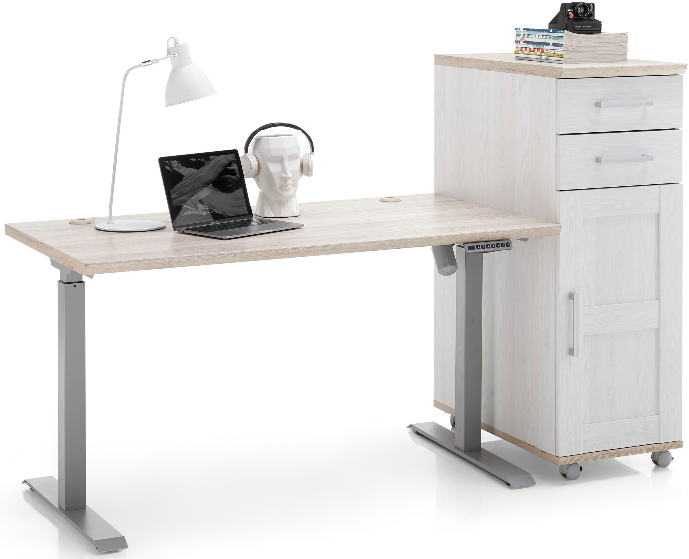 BEGA OFFICE höhenverstellbarem 2 120 Höhe kaufen cm zu & Tür«, Schubladen online passend Rollcontainer Schreibtisch von »Romance