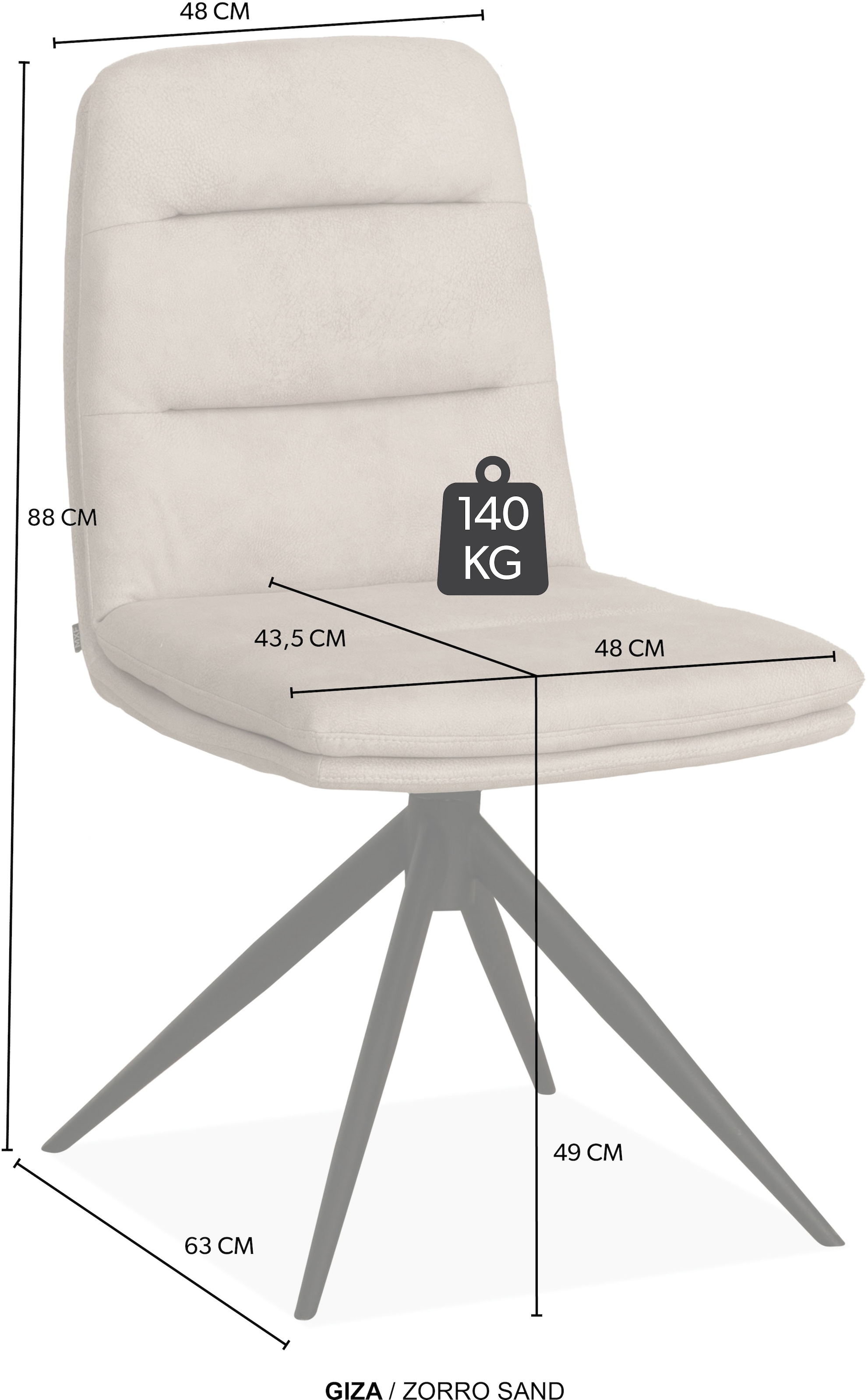 OMG Design Esszimmerstuhl »Giza« (Set) 1 Stk.Drehstuhl mit auto-return, pflegeleichter Bezug