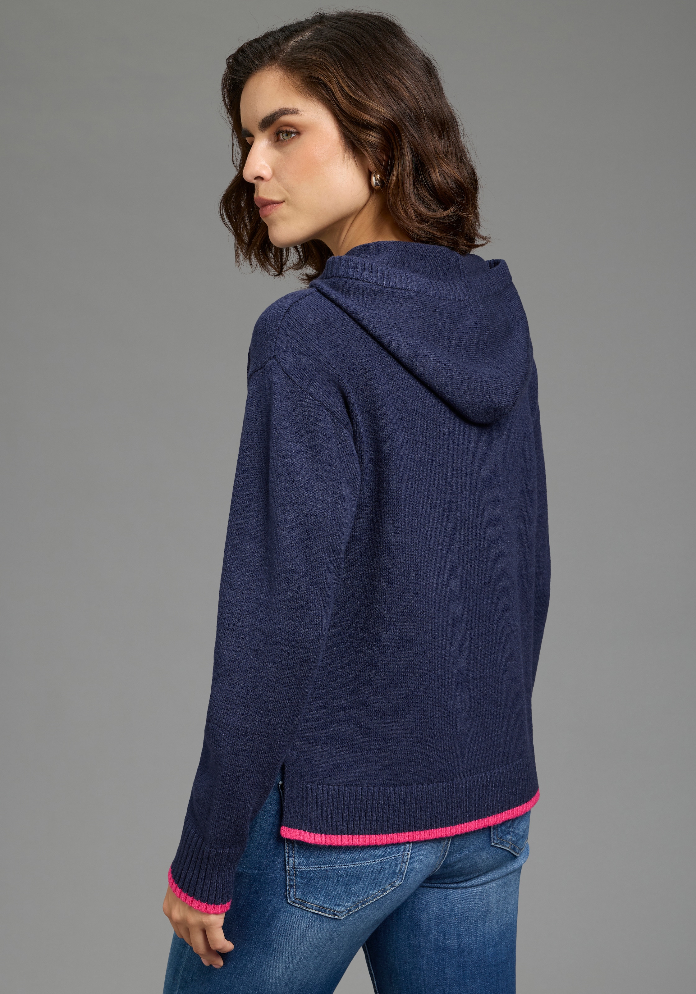 KangaROOS Kapuzenpullover mit Kapuze und Kordelzug, hüftlange Form, normale Passform