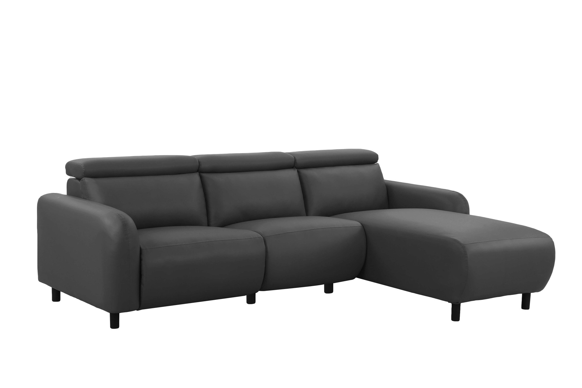 Home affaire Ecksofa »SKAANE Lederoptik, L-Form, 274 cm, manuelle u. elektrische Funktion,«, rundes Design, Kopfteilverstellung, Federkernpolsterung