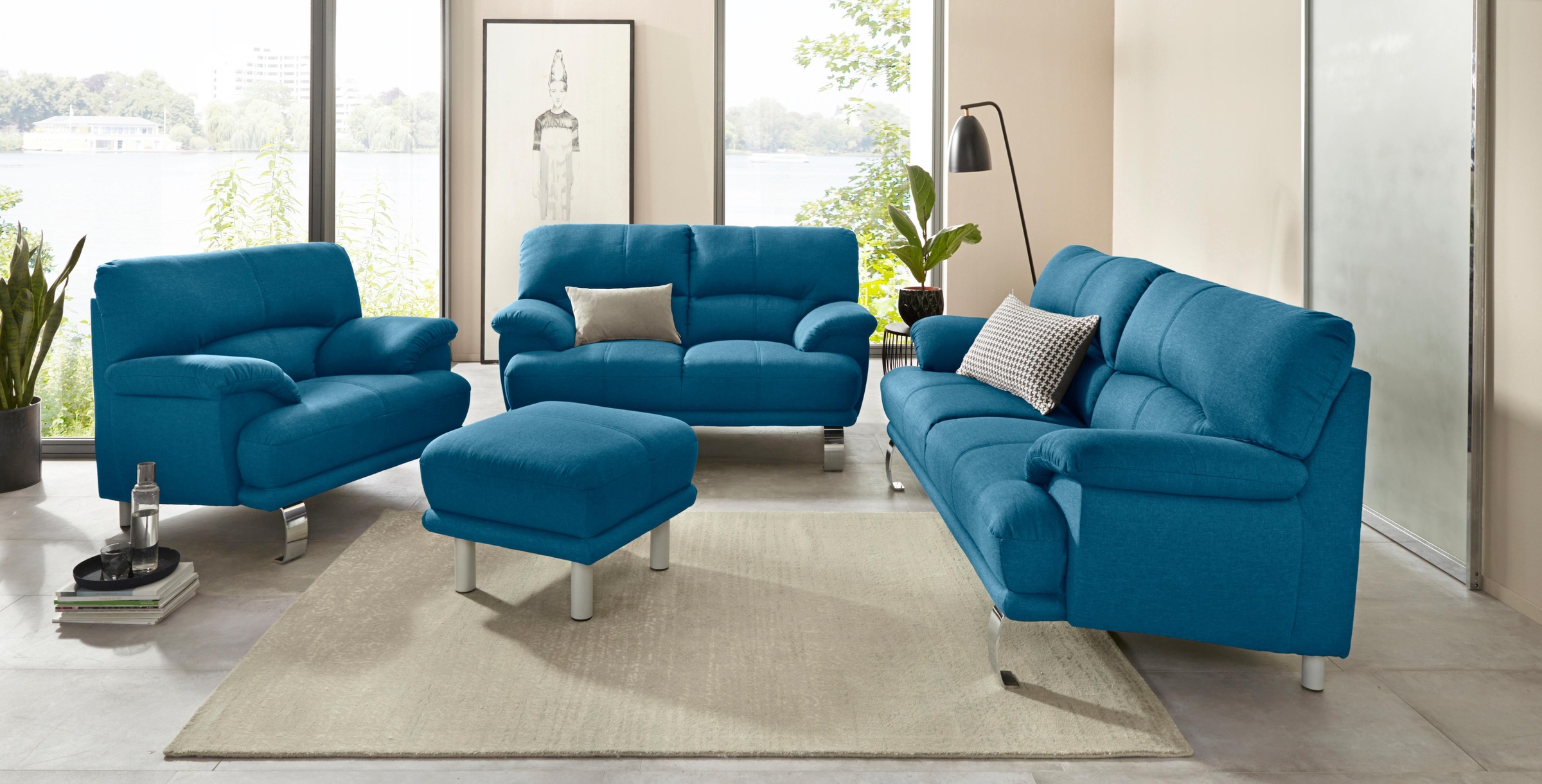 TRENDMANUFAKTUR 3-Sitzer »Cecilia II, mit italienischem Design, tollen Details«, mit tollem Sitzkomfort und Designfuß