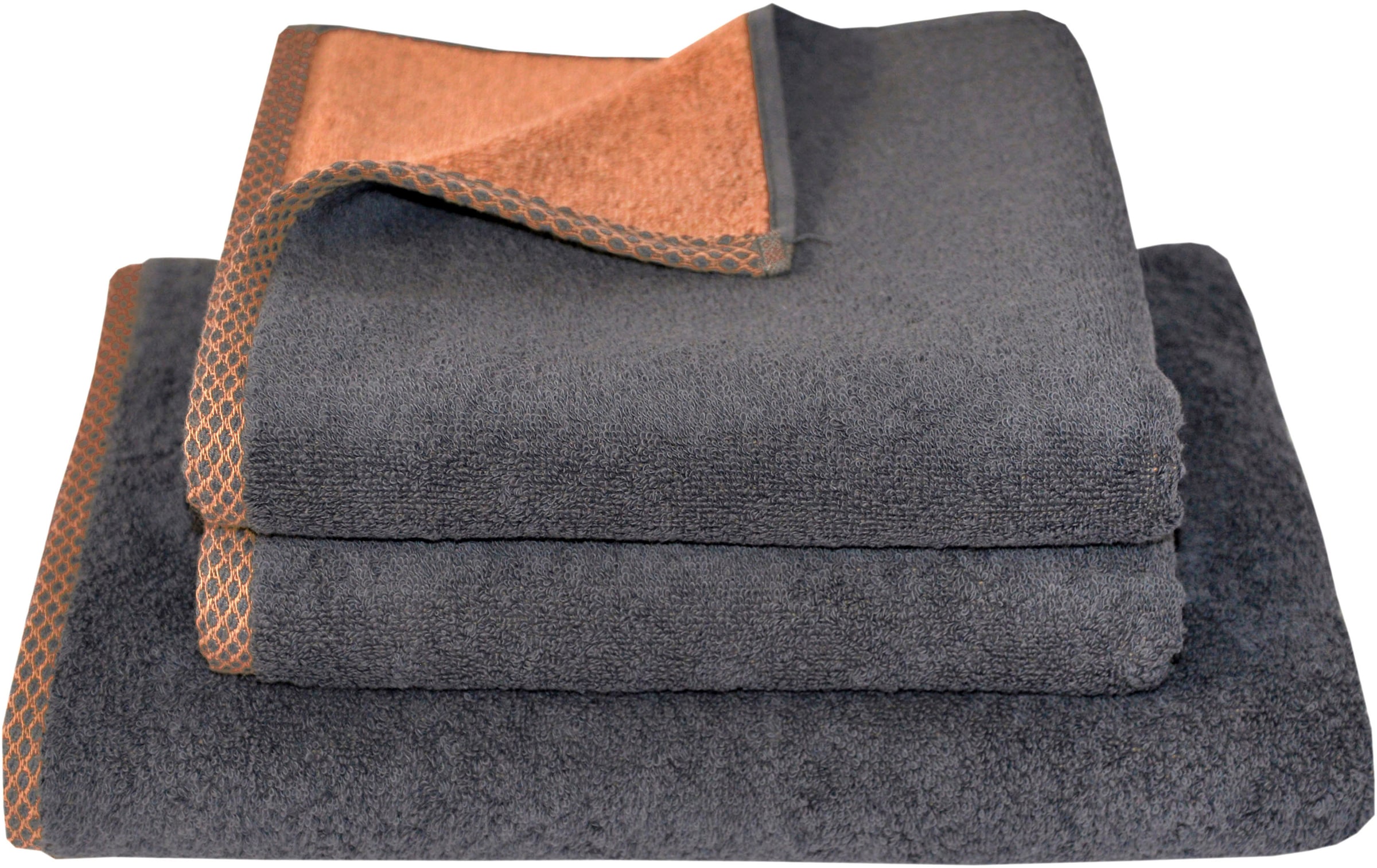 Dyckhoff Handtuch Set »Golden Shades Rhomb« Set 3 Stk. Walkfrottier 2 Handtücher (50x100cm), 1 Duschtuch (70x140cm)