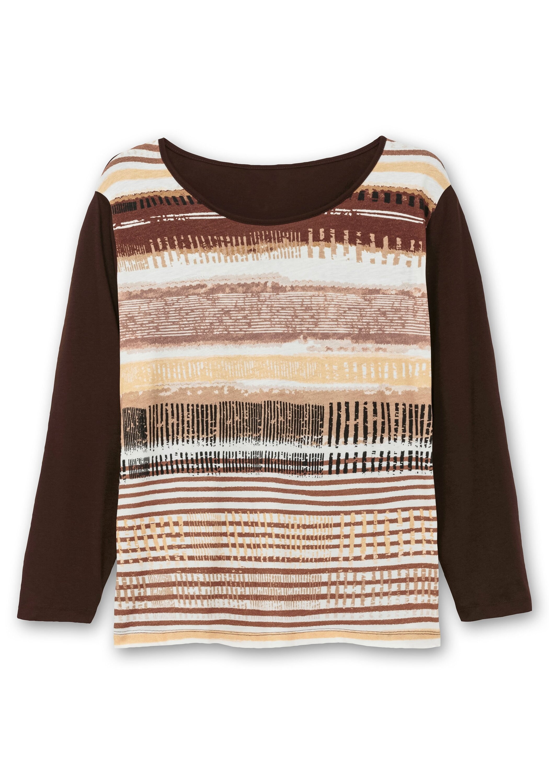 Sheego Langarmshirt »Langarmshirt mit bedrucktem Vorderteil«, mit bedrucktem Vorderteil