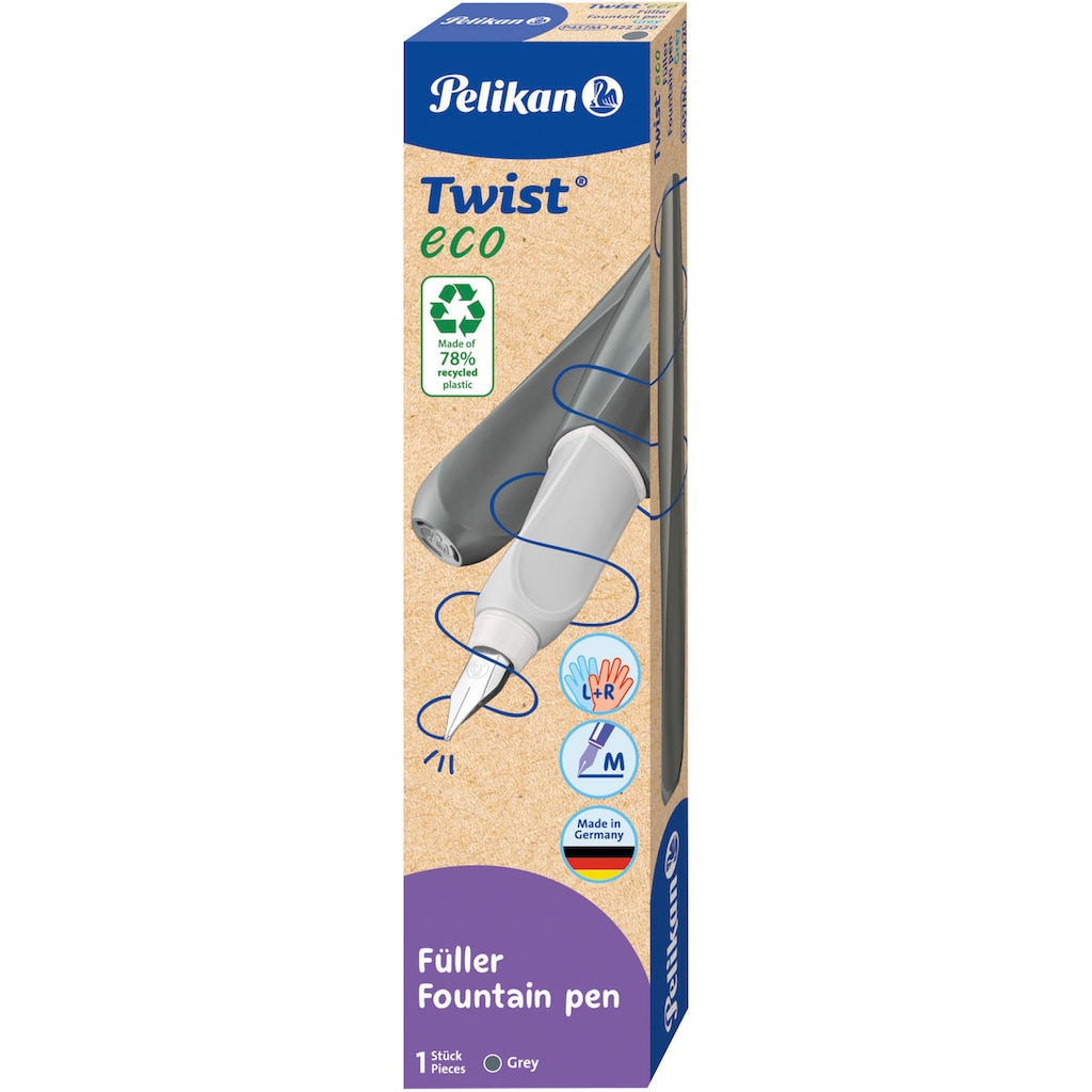Pelikan Füller »Twist® eco, Grey, Feder M«, Made in Germany; enthält recyceltes Material