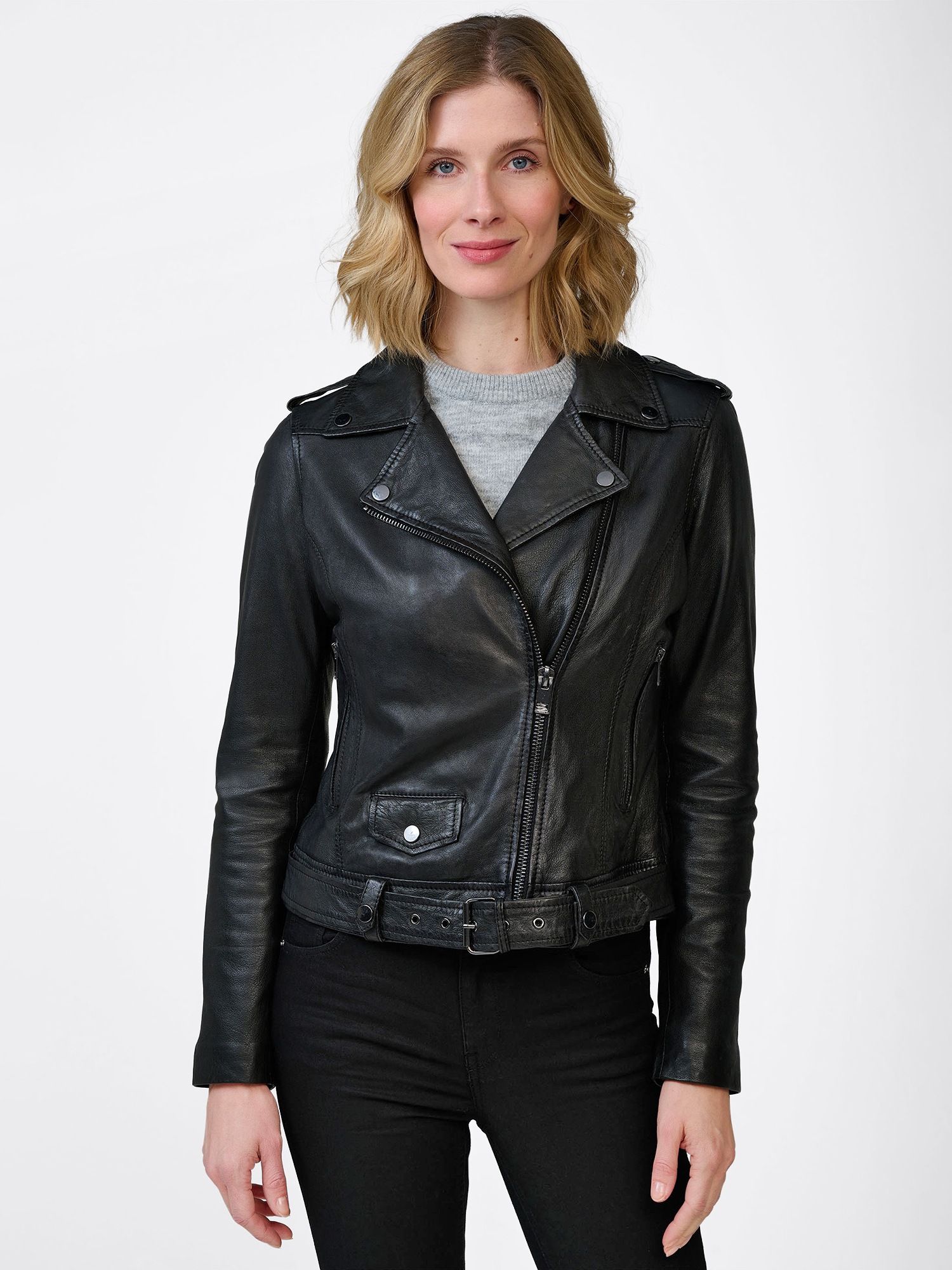 RICANO Bikerjacke »Lederjacke Maja« ohne Kapuze Handgefertigt aus echtem Leder