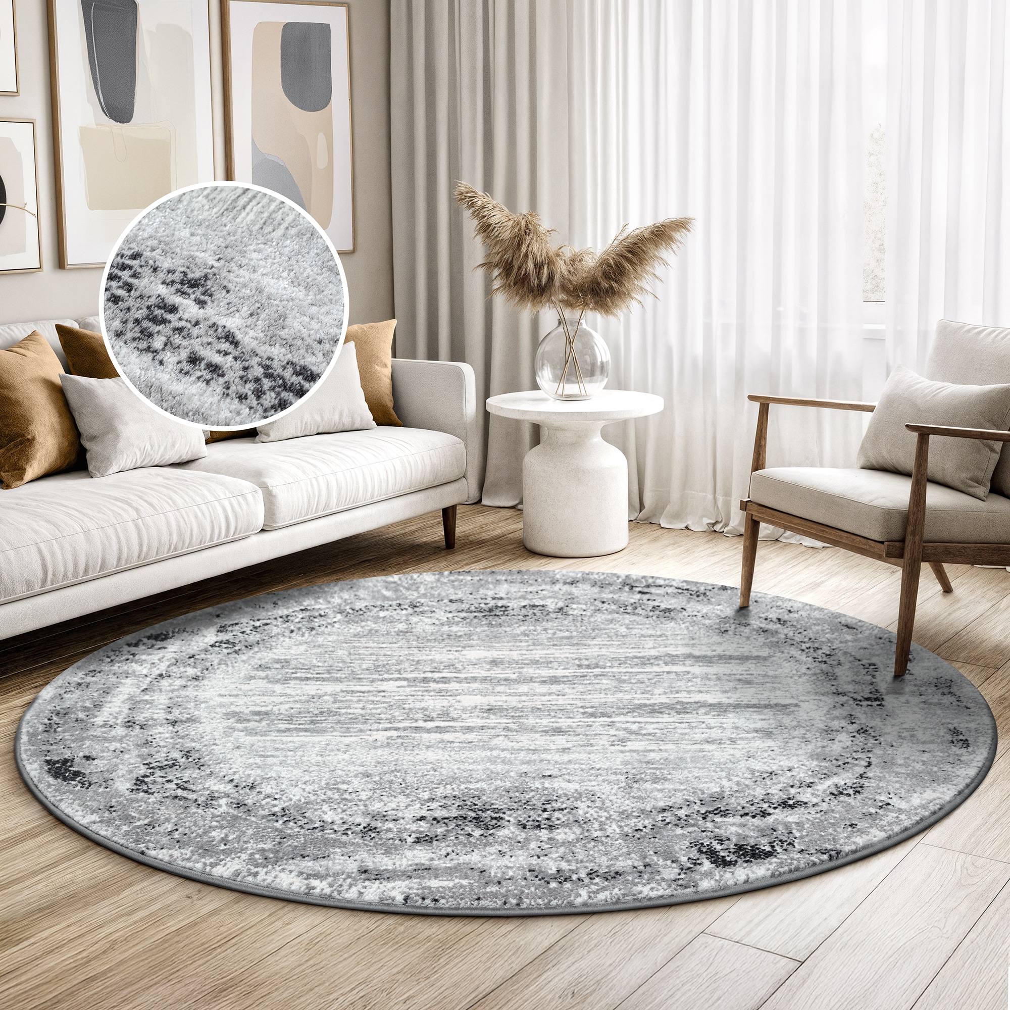 Sanat Teppich »Harmony 3215 , auch als Läufer« rund 12 mm Höhe weicher Kurzflorteppich, meliert, Wohnzimmer, Schlafzimmer