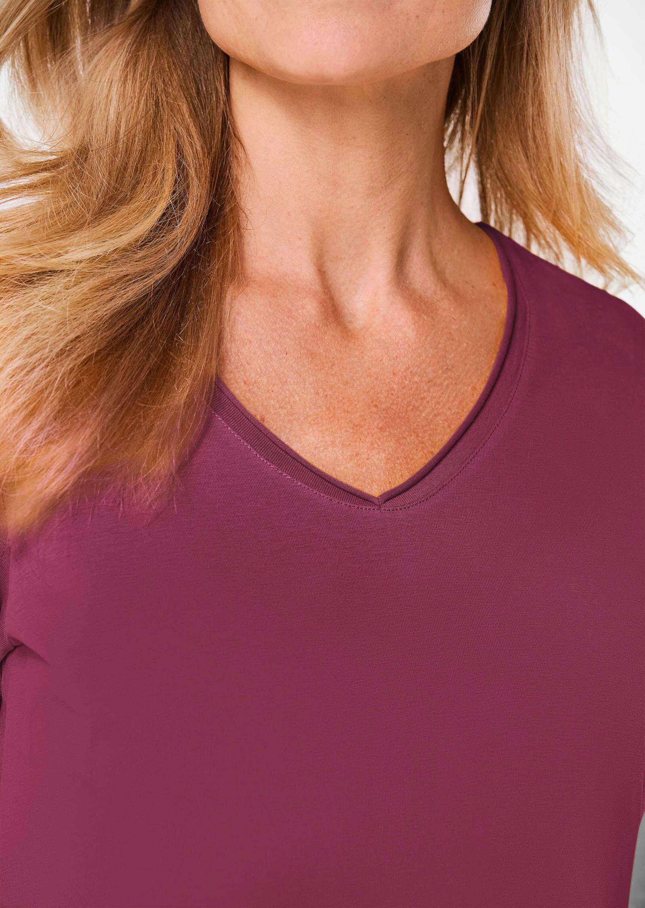 GOLDNER Kurzarmshirt »Kurzgröße Shirt mit V-Ausschnitt«