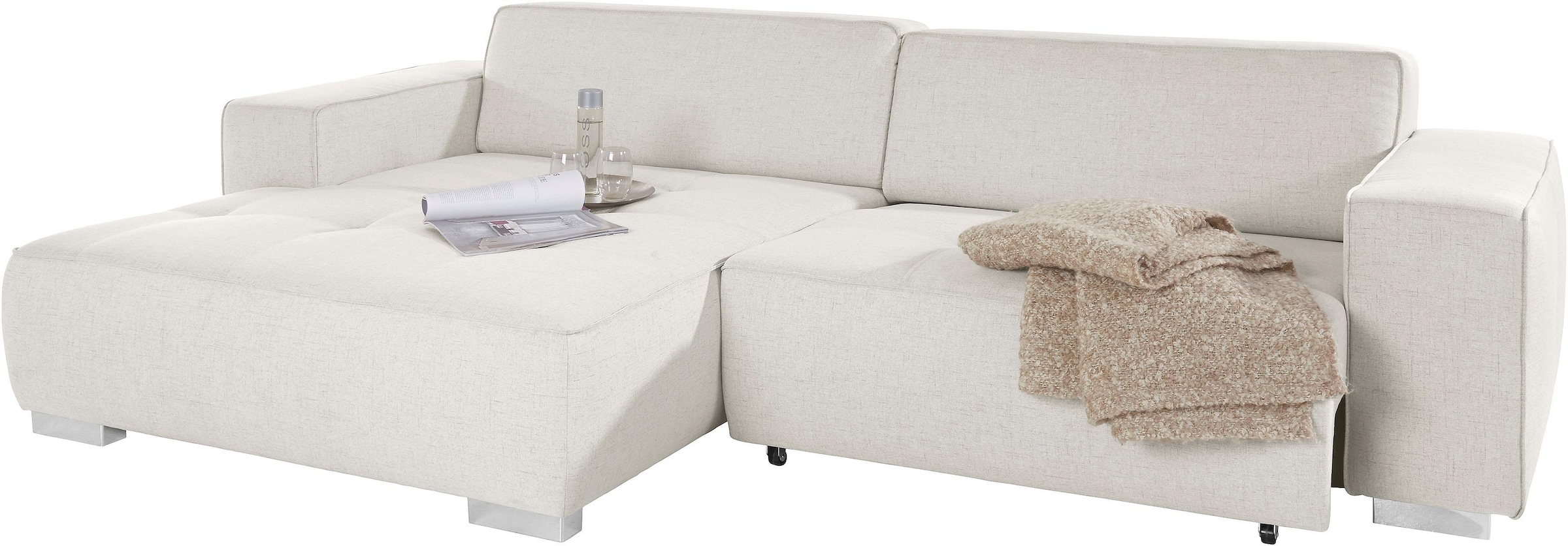 INOSIGN Ecksofa »Sapporo L-Form« wahlweise Bettfunktion oder Sitztiefenverstellung, Federkern