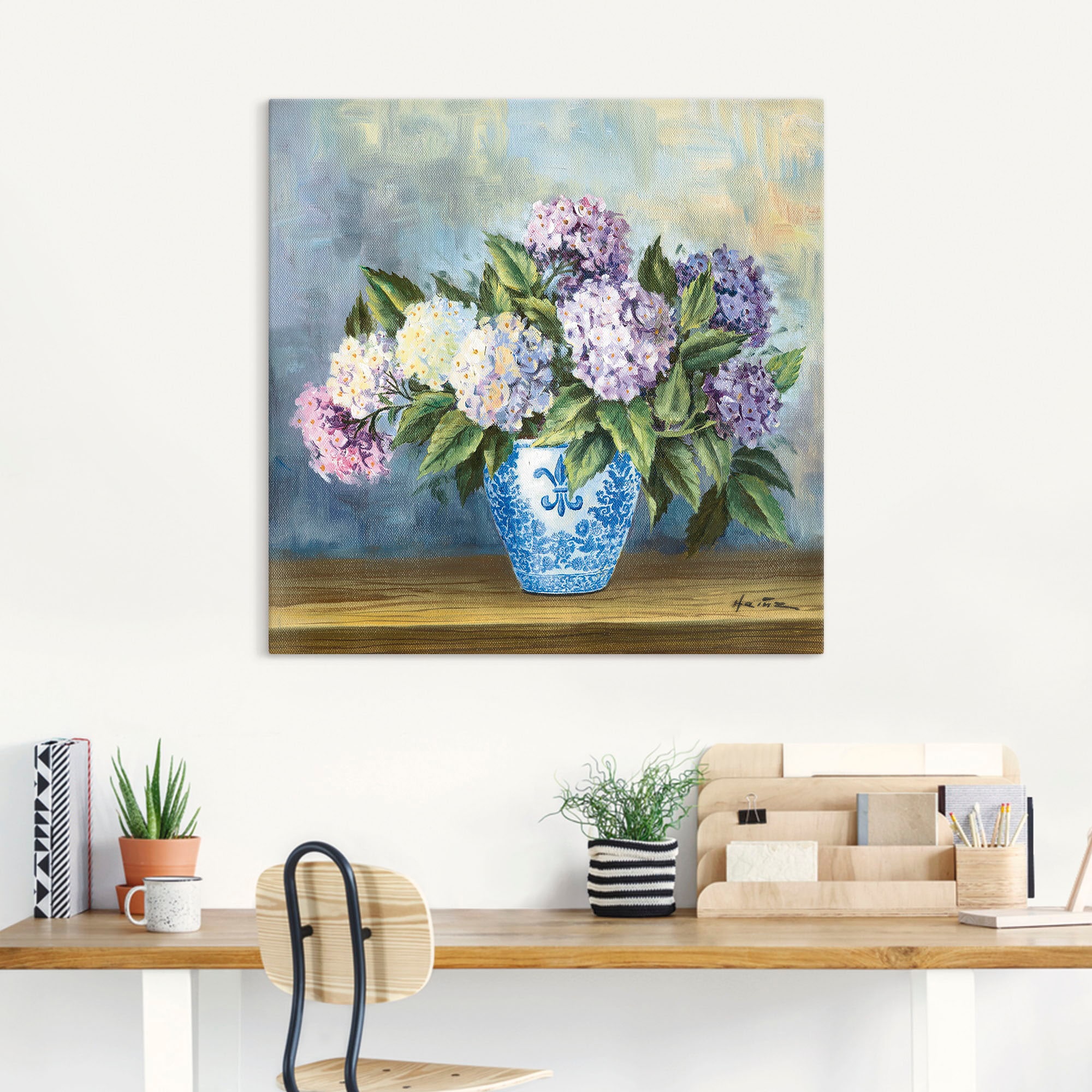 Artland Leinwandbild »Hortensien« Blumenbilder 1 Stk. tlg. auf Holzrahmen gespannt