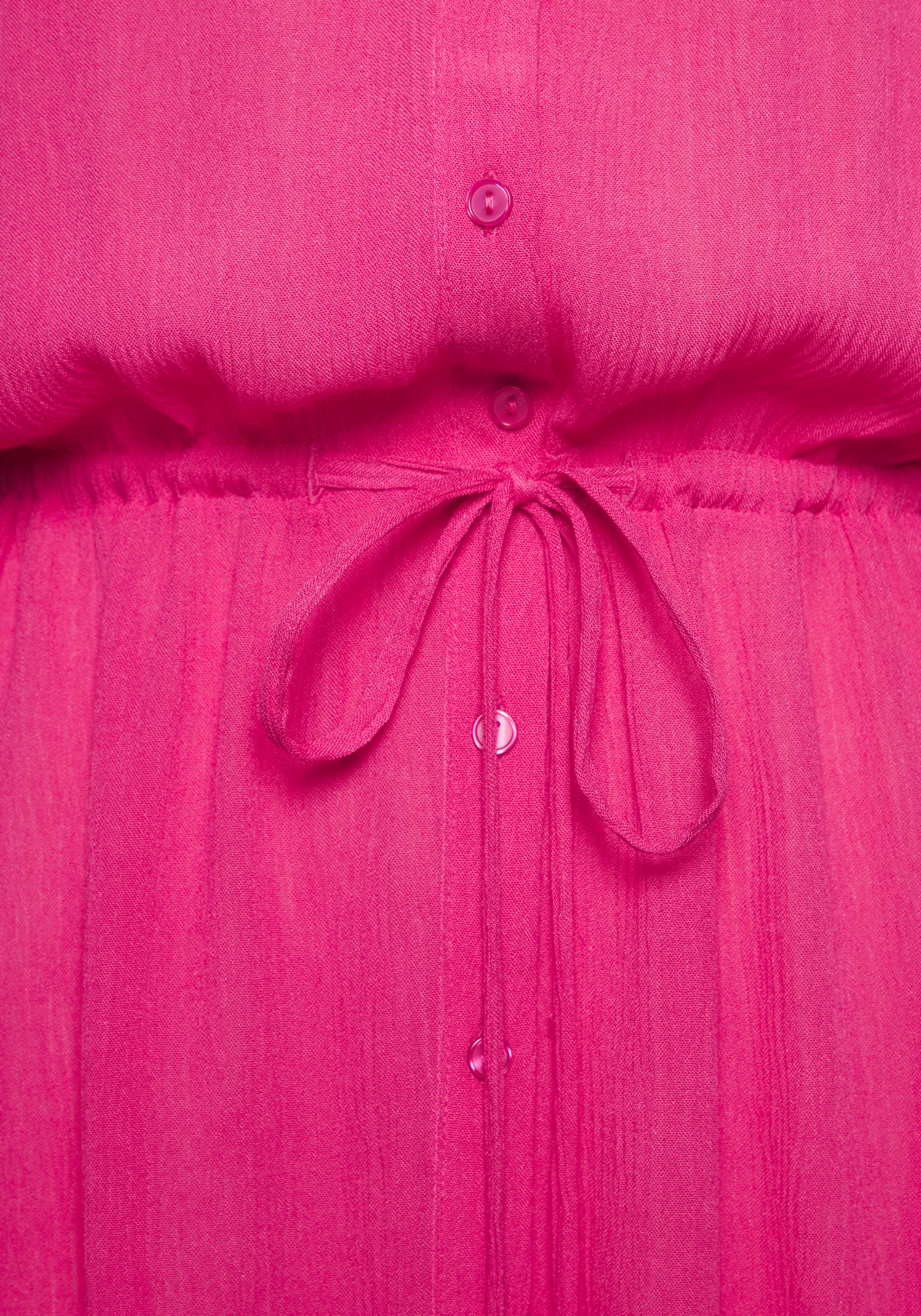 LASCANA Strandkleid »in leichter Crepe-Qualität mit variablem Tunnelzug in der Taille« Ohne Taschen kurzes Hemdblusenkleid, Sommerkleid, Longbluse mit langen Ärmeln