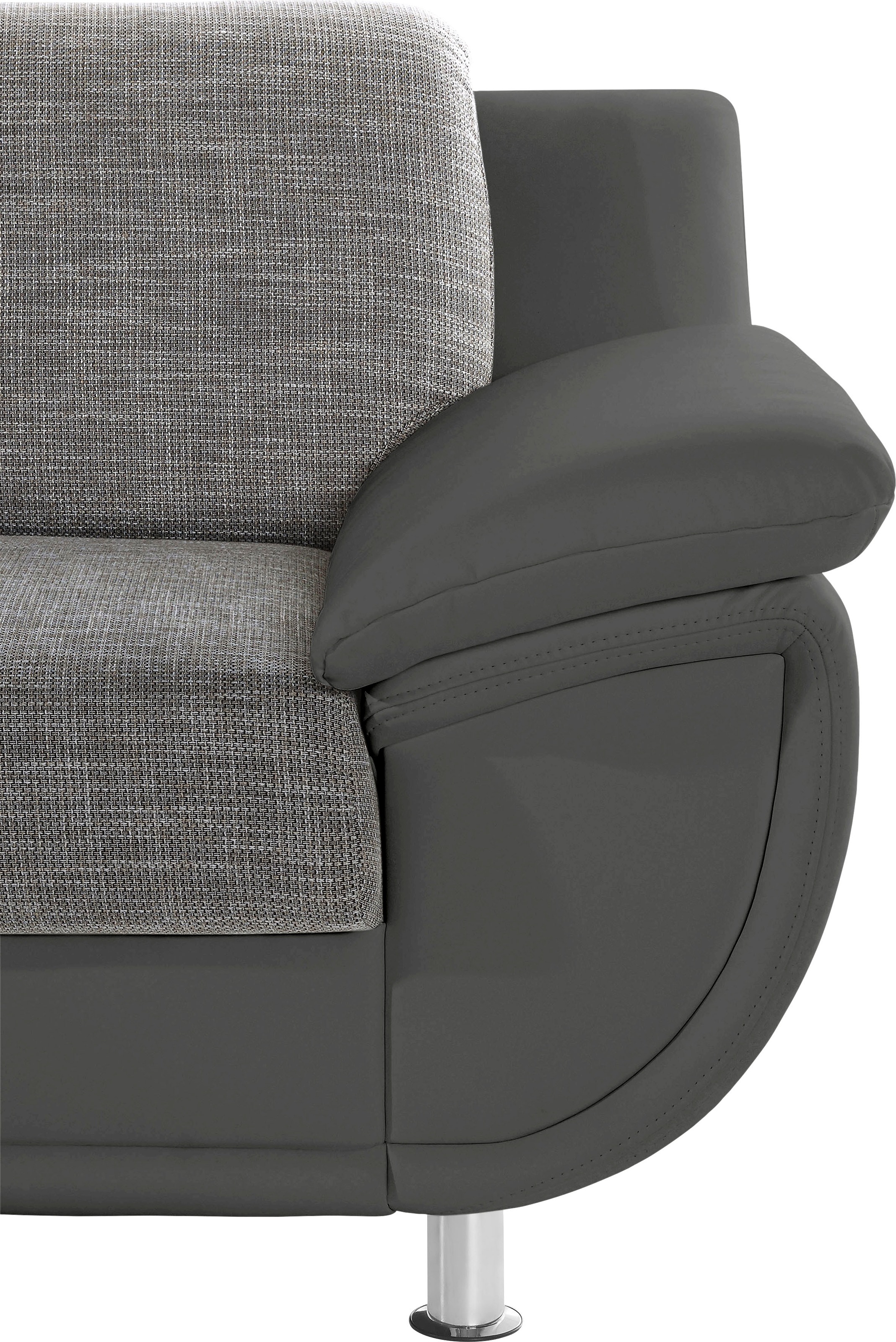TRENDMANUFAKTUR Ecksofa »Rondo 3, zeitlos und bequem, Materialmix, breite Armlehnen, L-Form«, wahlweise mit Federkern für mehr Komfort, wahlweise mit Bettfunktion