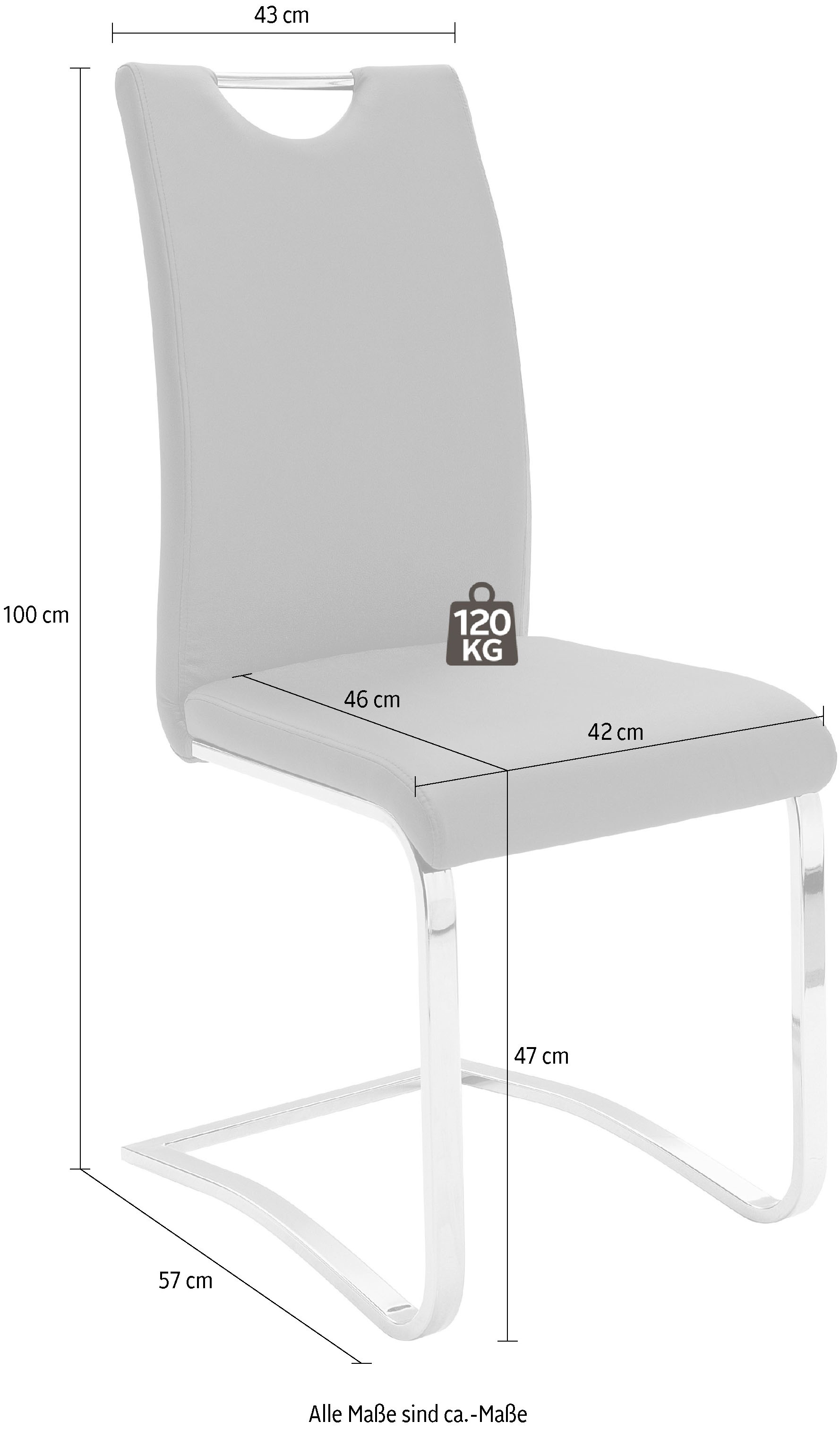 MCA furniture Freischwinger Komfortsitzhöhe, belastbar »Köln«, bei Kunstlederbezug, kg bis 4 St., kaufen (Set), OTTO 120 Stuhl