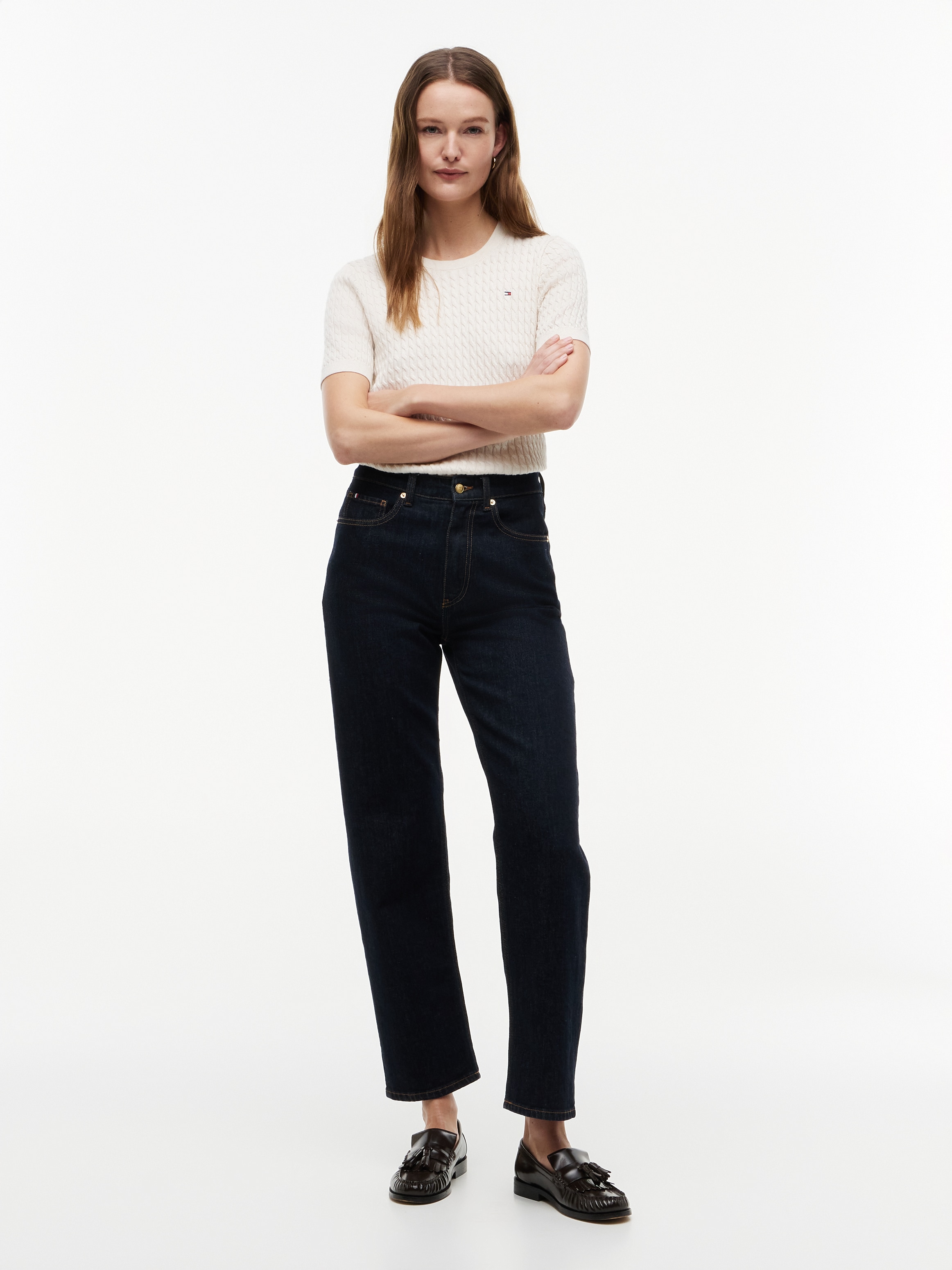 Tommy Hilfiger High-waist-Jeans »TAPERED RINSE HW ANKLE« Baumwolle, knöchellang, high waist