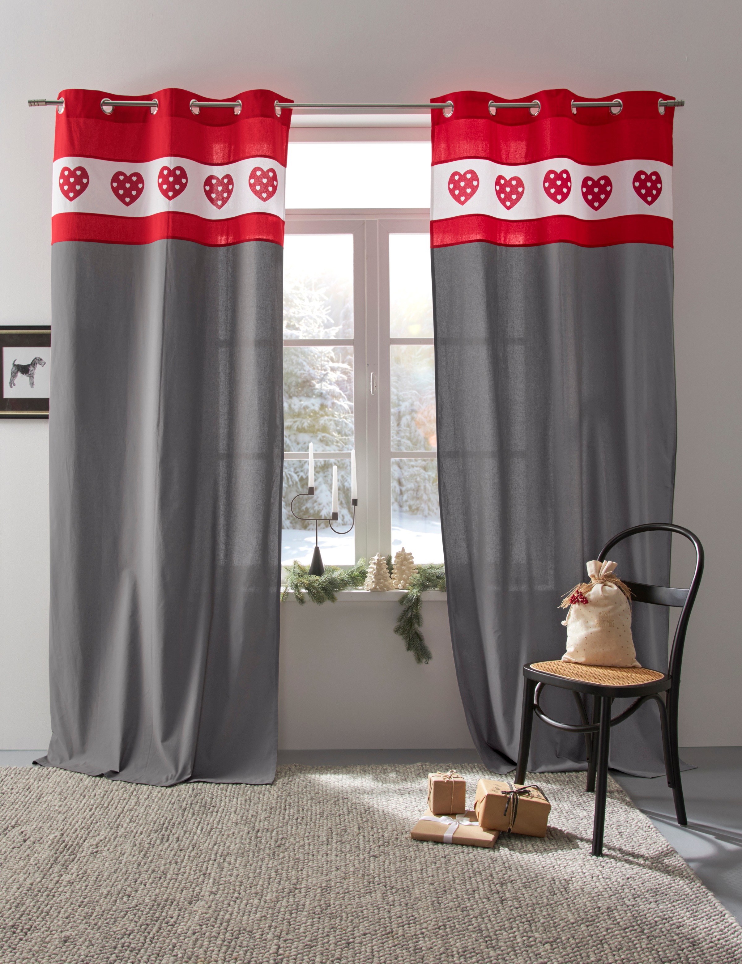 Home Affaire Gardine »Holly« Ösen 1 Stk. tlg. in rot