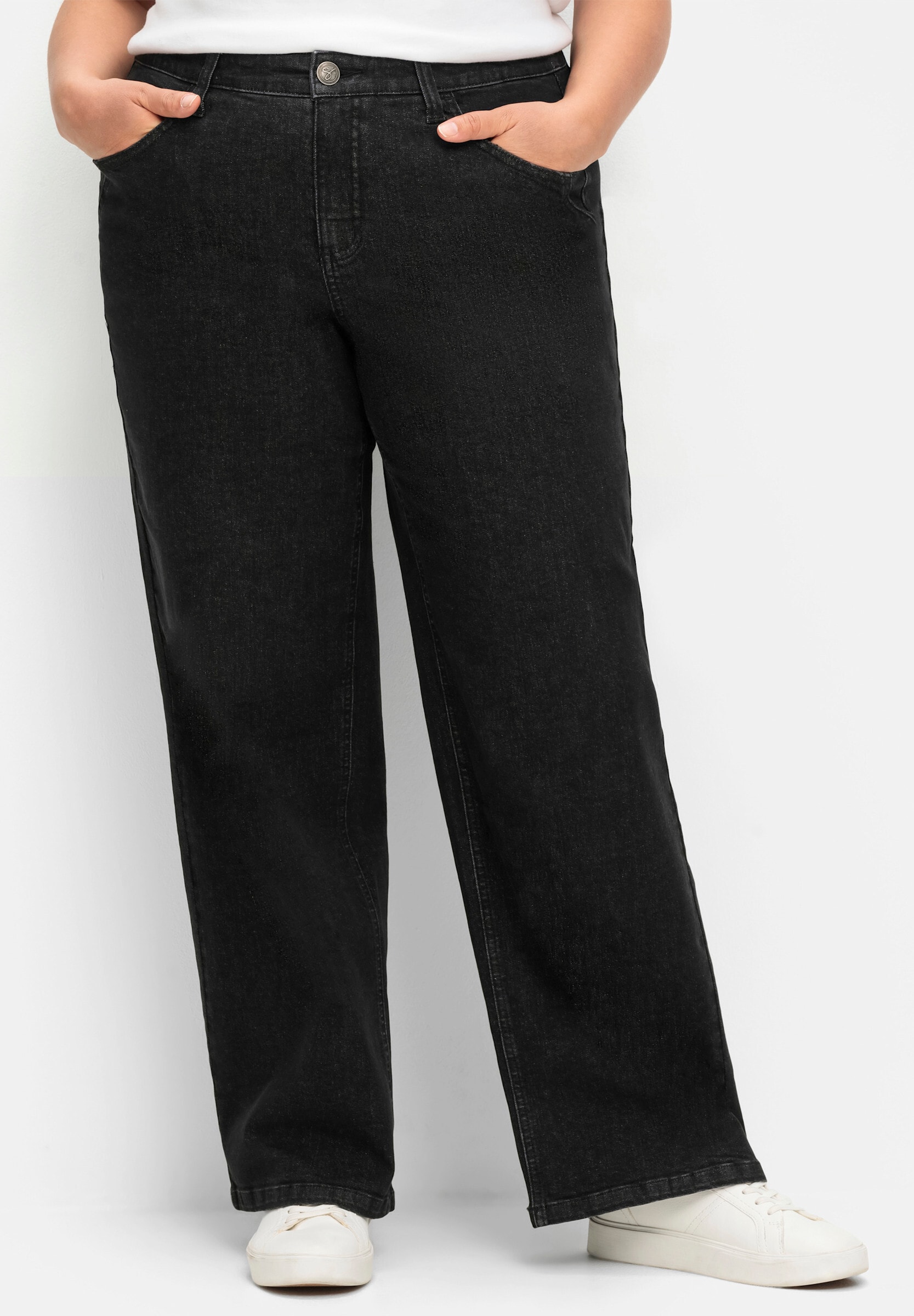 Sheego 5-Pocket-Jeans »Weite Jeans Jeans in durchgehend weiter Beinform« ELLA für kräftige Oberschenkel und Waden