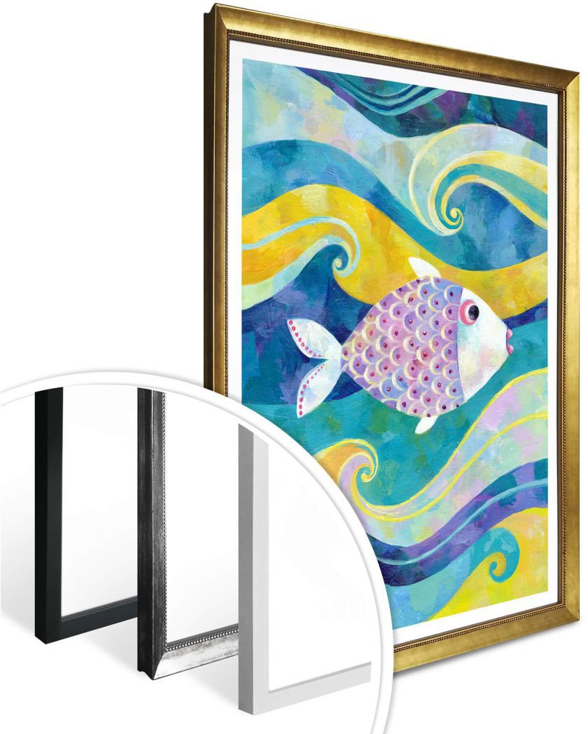 Wall-Art Poster »Ananas Blume Blau«, Fisch & Meeresfrüchte, (1 St.), Poster  ohne Bilderrahmen online bei OTTO