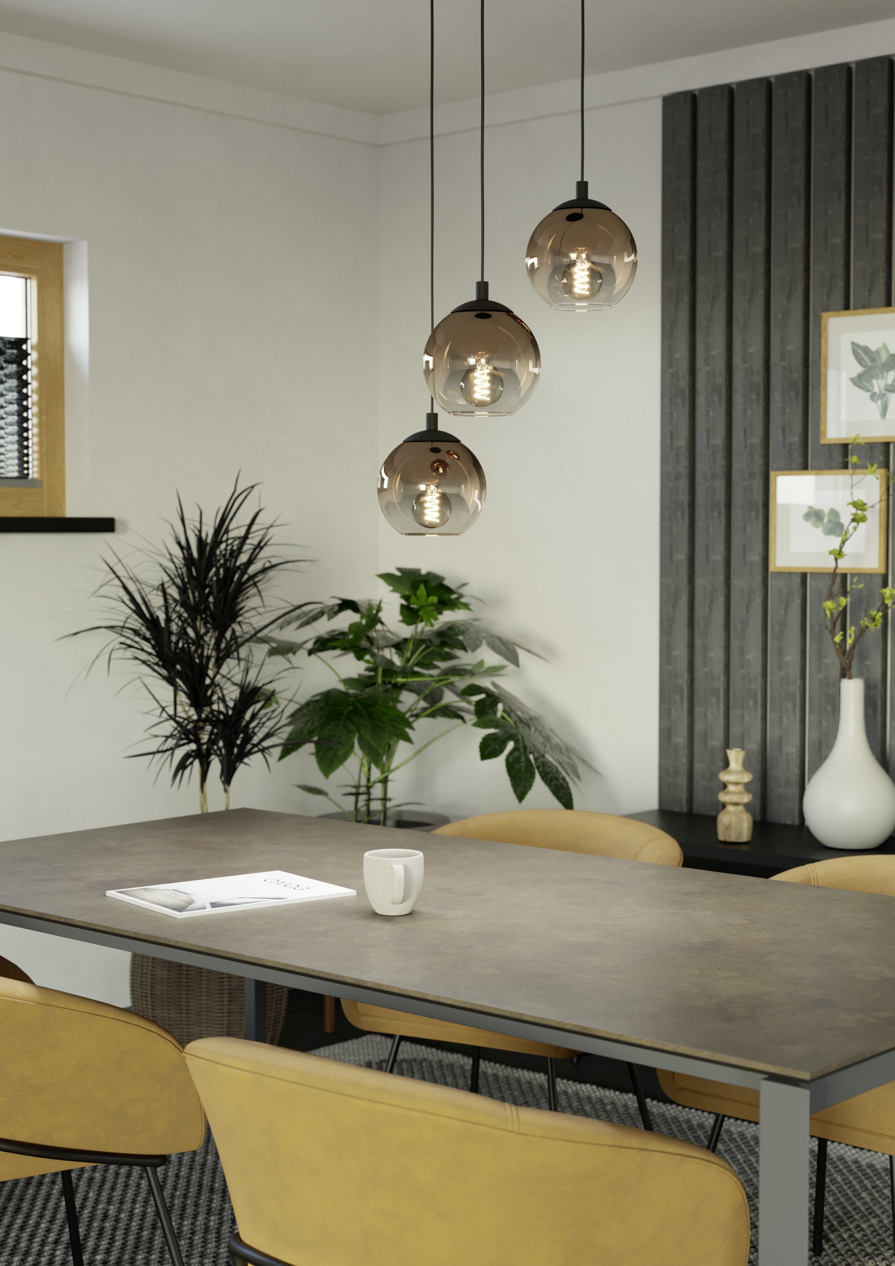 EGLO Hängeleuchte »ARISCANI 1 Pendellampe - Stahl - E27 - 3X60W - IP20« E27 1 Stk. Hängelampe, Deckenlampe, Wohnzimmer, Esszimmer, H110 x Ø42,5 cm