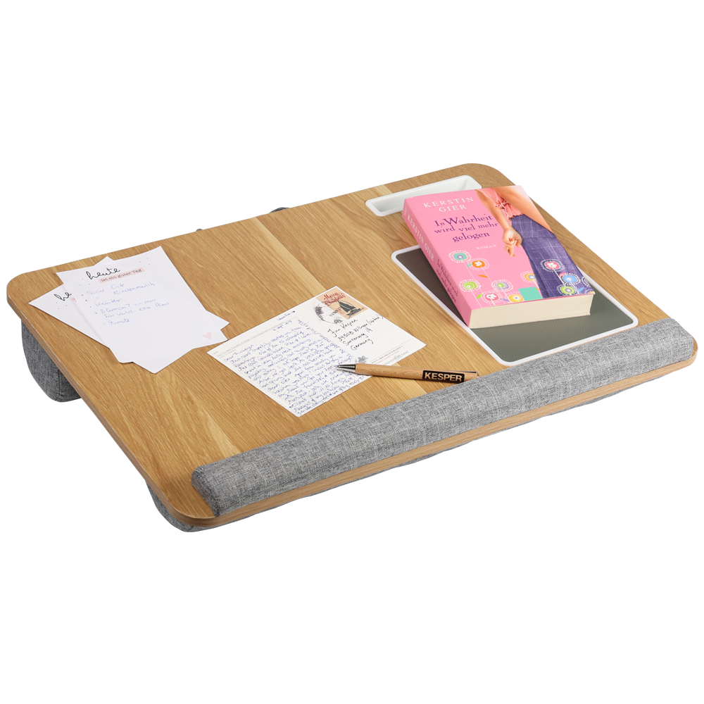 KESPER® Laptop Tablett »Laptop-Knietablett, MDF, FSC« integriertes Mauspad, Handyfach und Stoffgriff