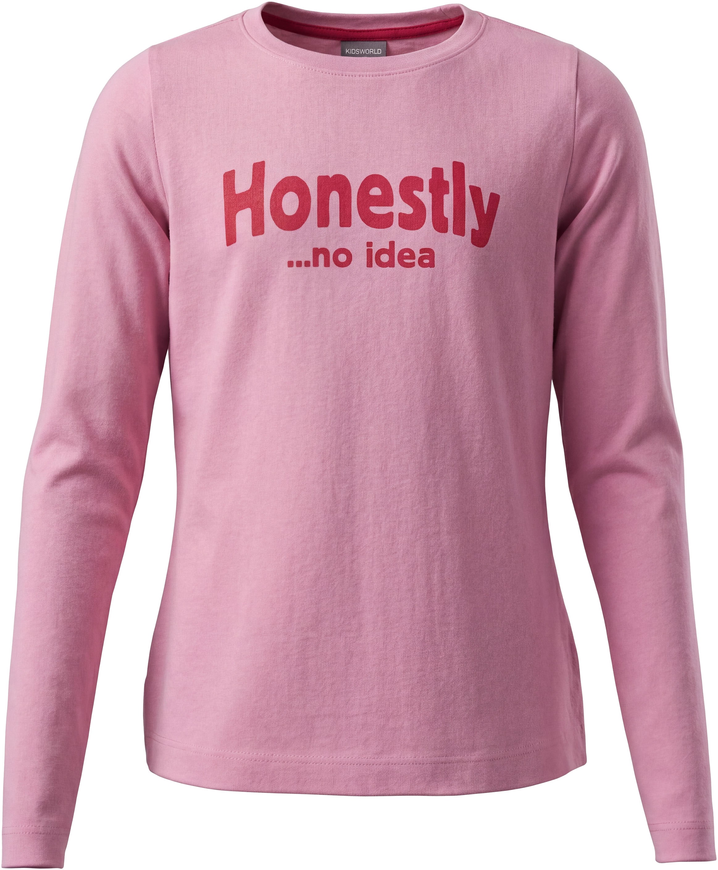 KIDSWORLD Langarmshirt »Slogan Shirt: HONESTLY« langärmlig, Basic-Stil, mit tiefem Rundhalsausschnitt