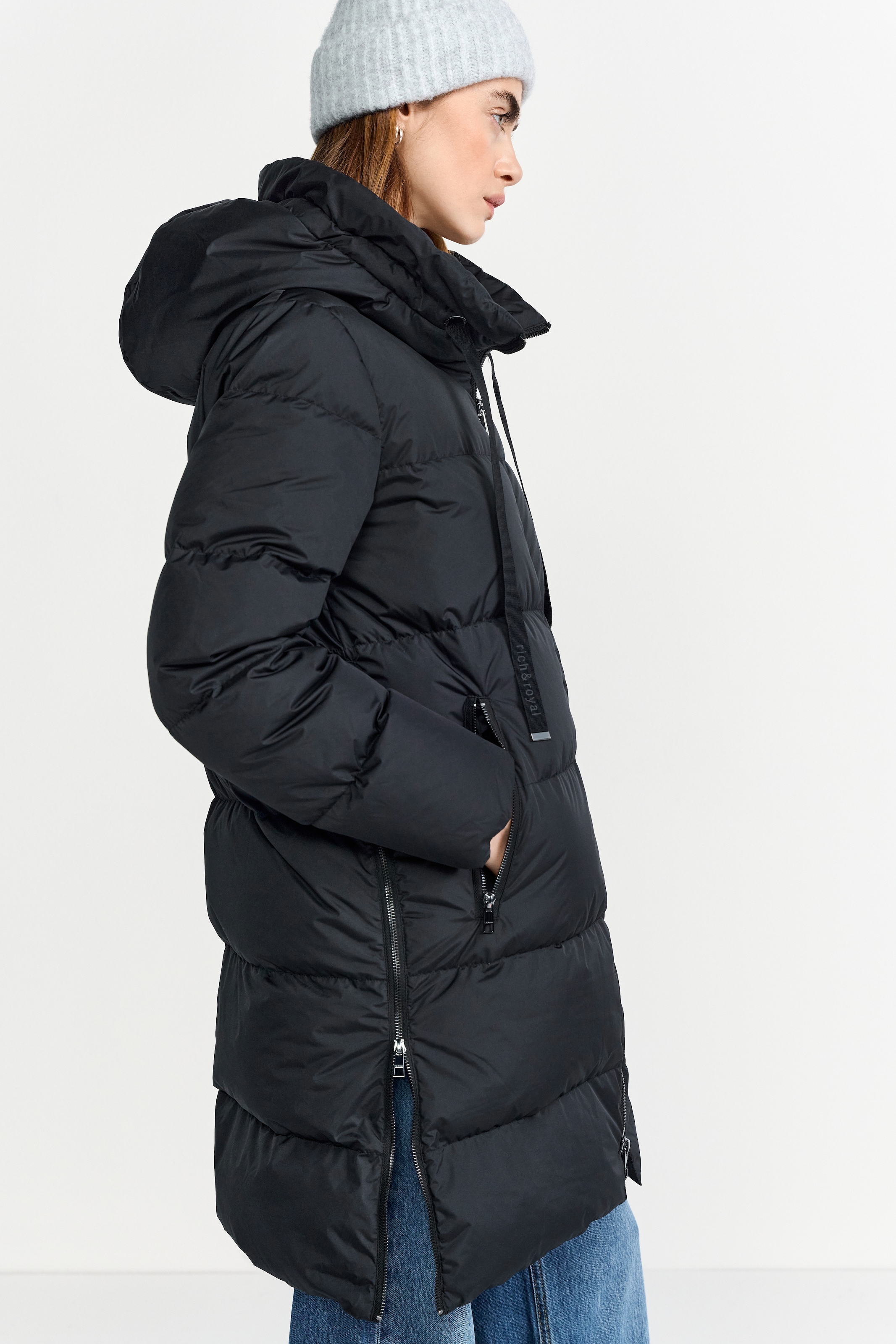 RICHROYAL Steppmantel oversized, mit Reißverschlüssen an den Seiten, Wintermantel