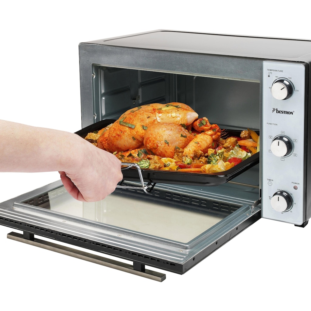 bestron Minibackofen »AOV45, 2-in-1 Gerät«, mit Drehspieß, 1800 W, Edelstahl, Schwarz