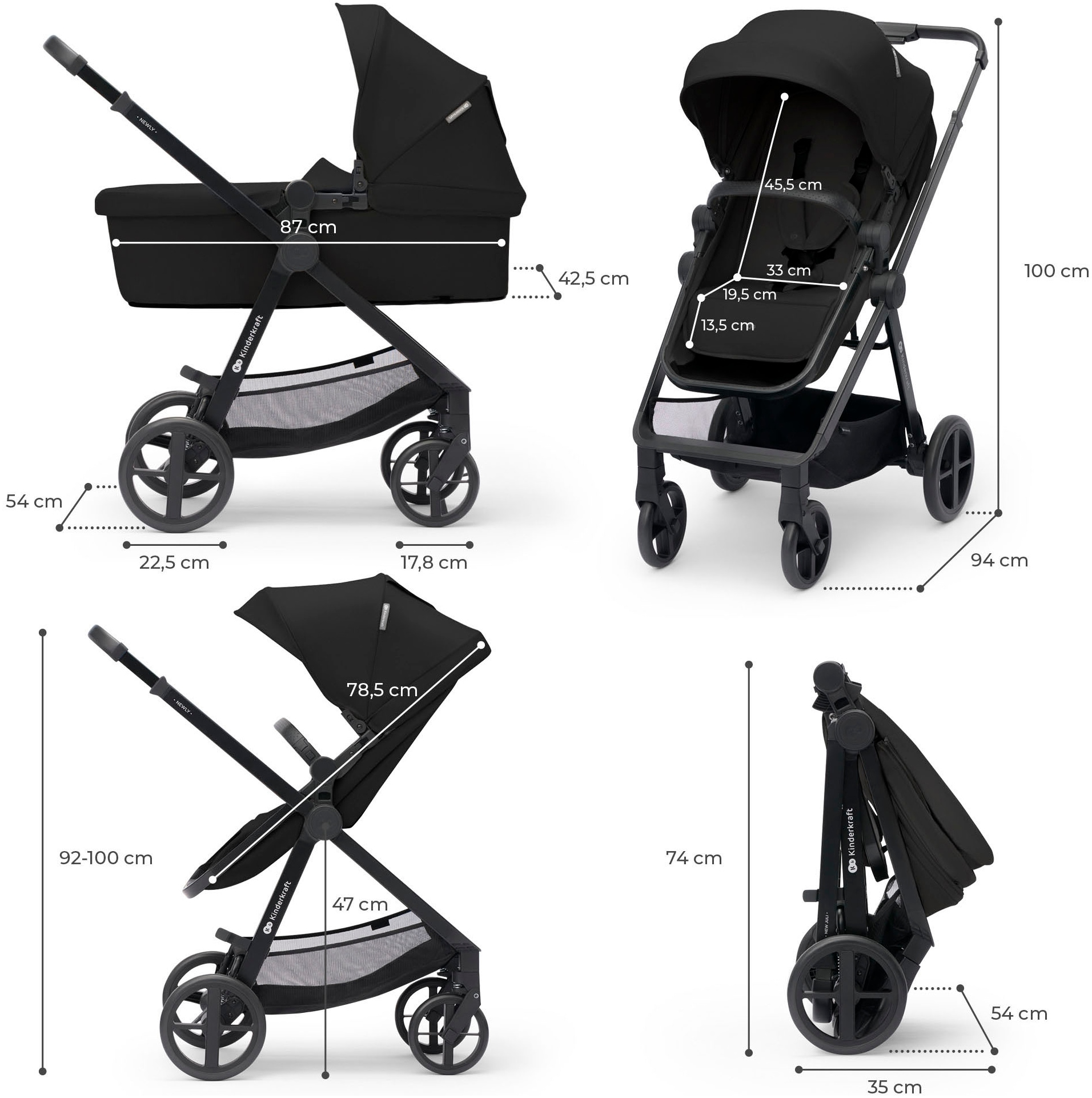 Kinderkraft Kombi-Kinderwagen »NEWLY 4IN1 MINK PRO« 22 kg