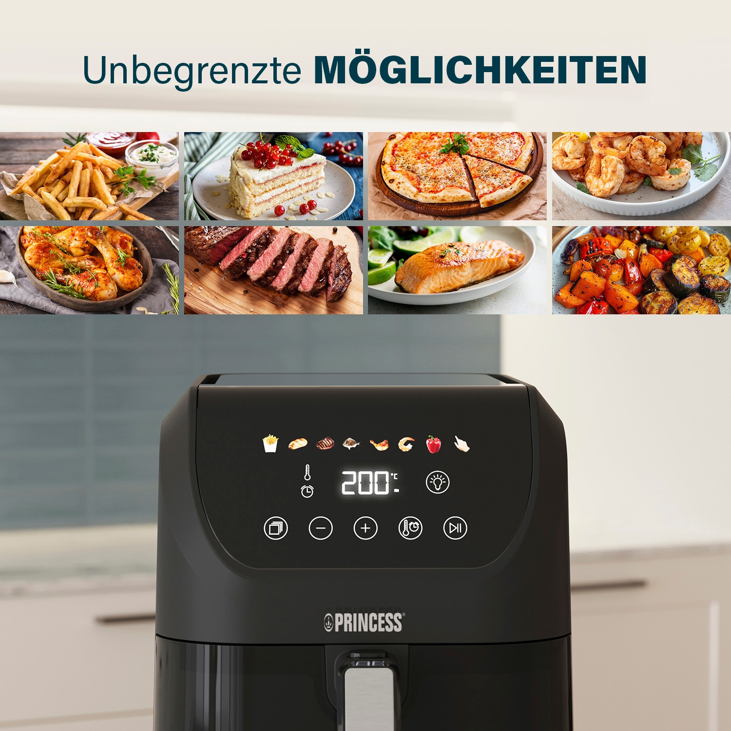 PRINCESS Heißluftfritteuse »182240 Slim Airfryer 5L -Platzsparendes Design - Ölfrei - 8 Programme«, 1500 W, Fassungsvermögen 5 l