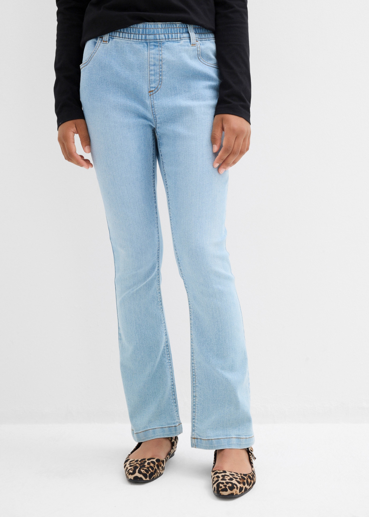 bonprix Schlupfjeans Packung,  für Mädchen, im praktischen 2er Pack, mit Schlupfform, Slim Fit