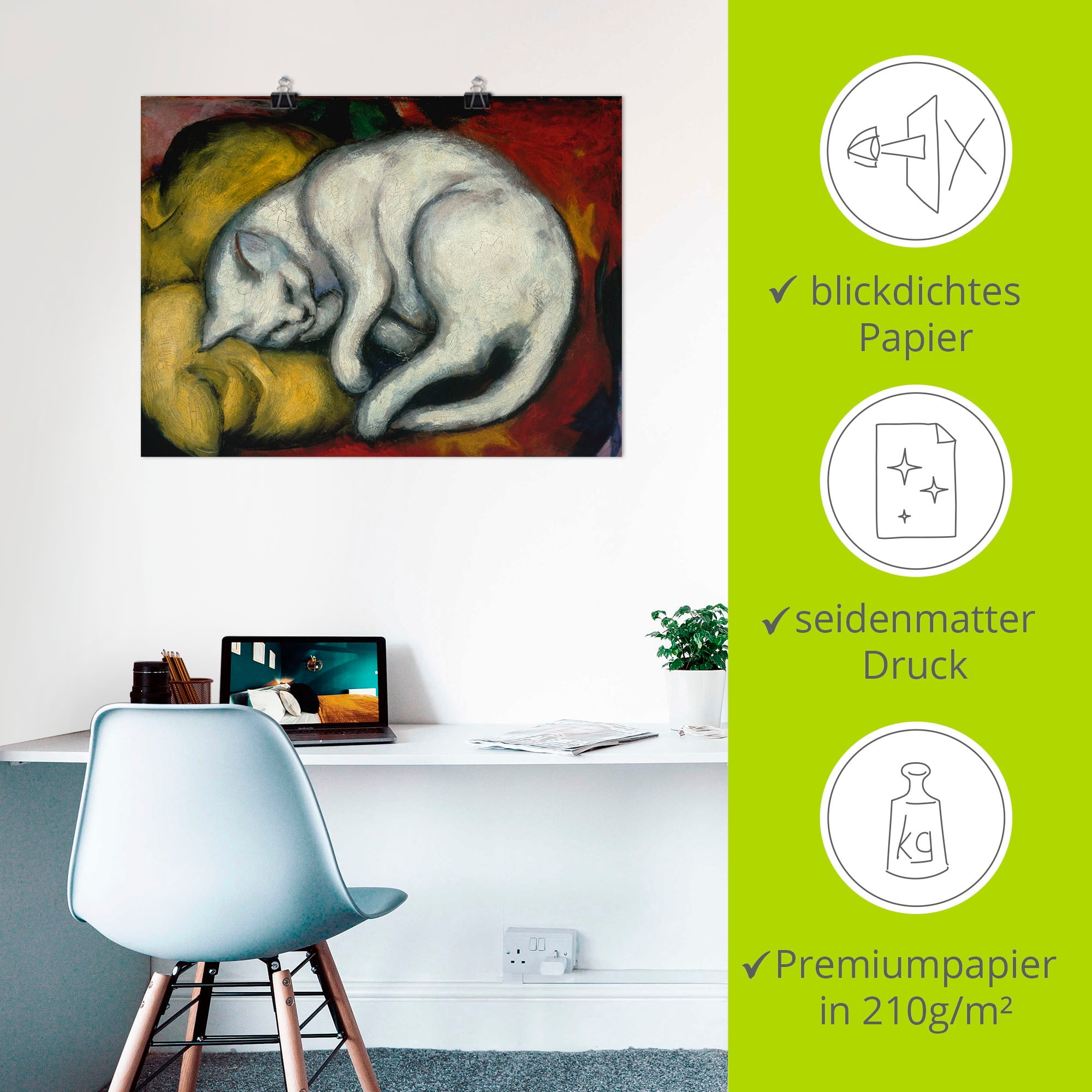 Artland Wandbild »Die weisse Katze. 1912« Haustiere 1 Stk. tlg. als Alubild, Outdoorbild, Leinwandbild, Poster in verschied. Größen