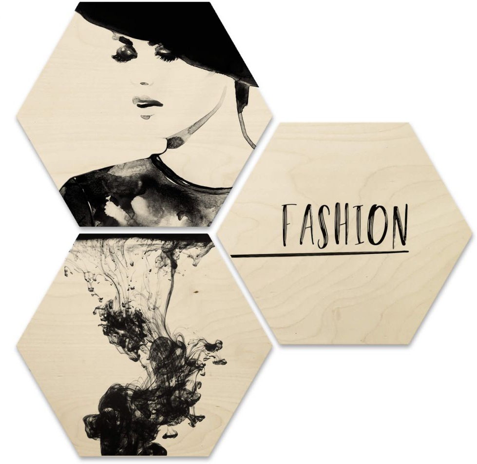 Wall-Art Holzbild »Fashion Collage Holzbild Set«, (1 St.)