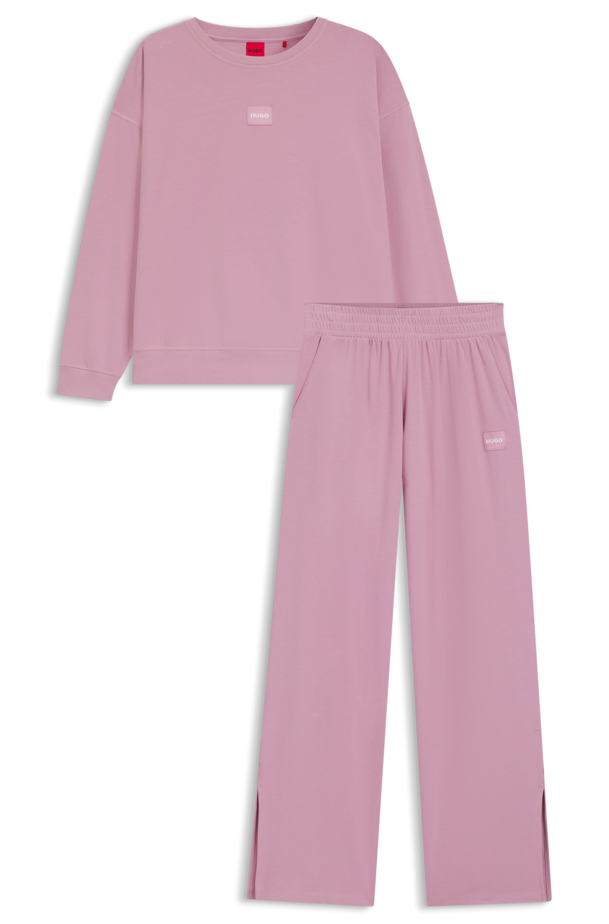 HUGO Underwear Pyjama, (Set, 2 tlg.), Rundhalsausschnitt, Regular fit, Logo-Label